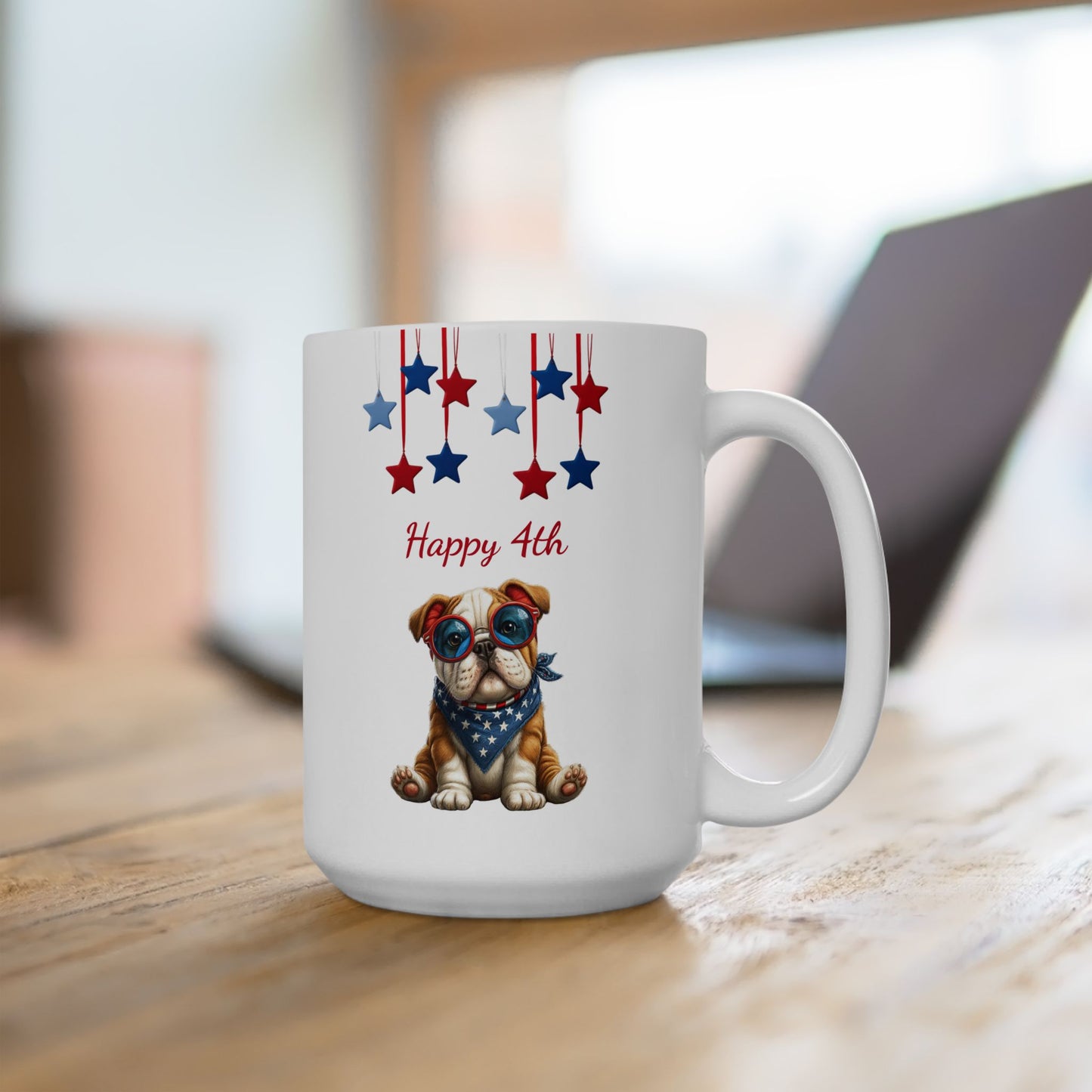 Festive USA Bulldog Ceramic Mug