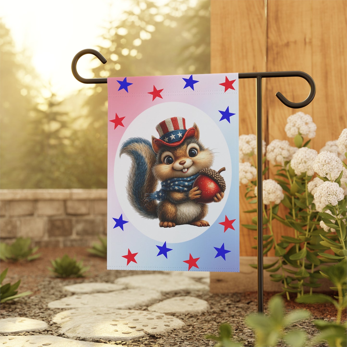 Patriotic squirrel 4thy of July Holiday Flag