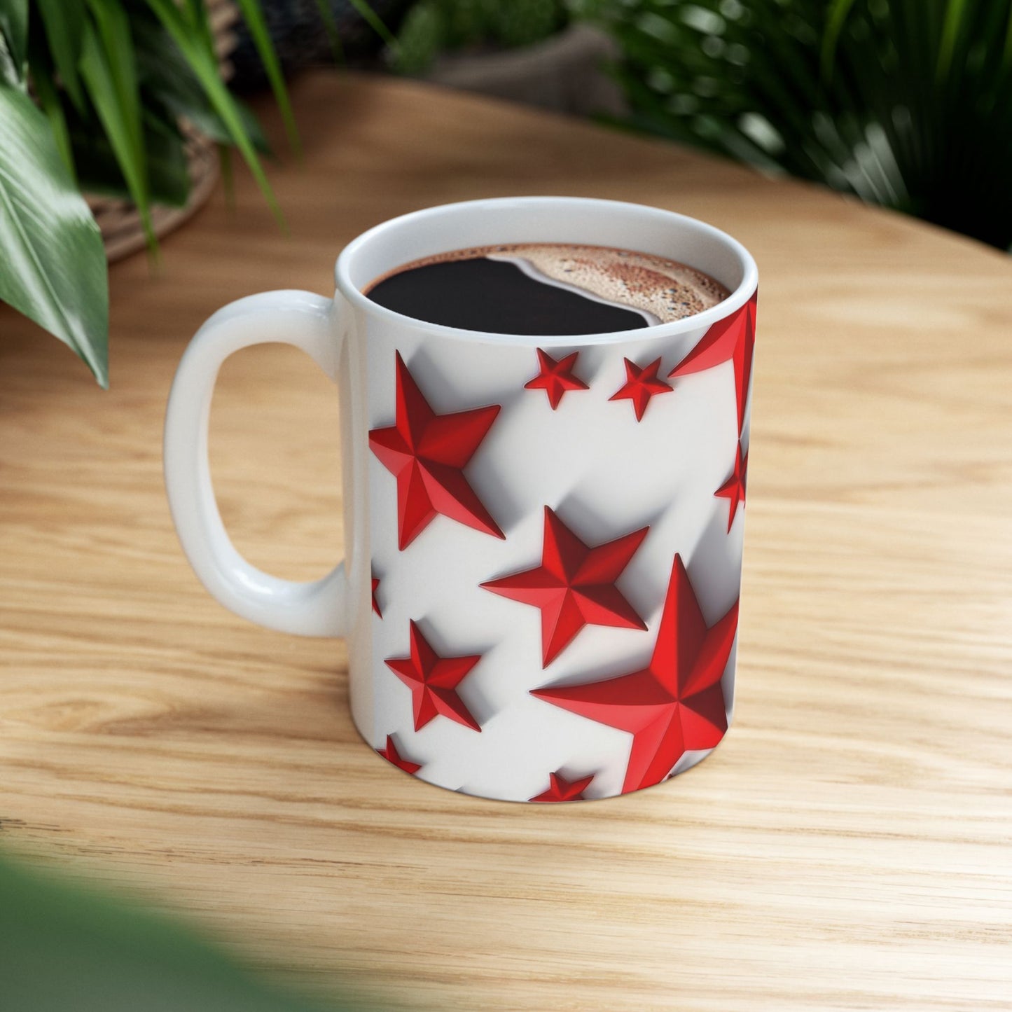 Bold Red 3D Stars Coffee Mug