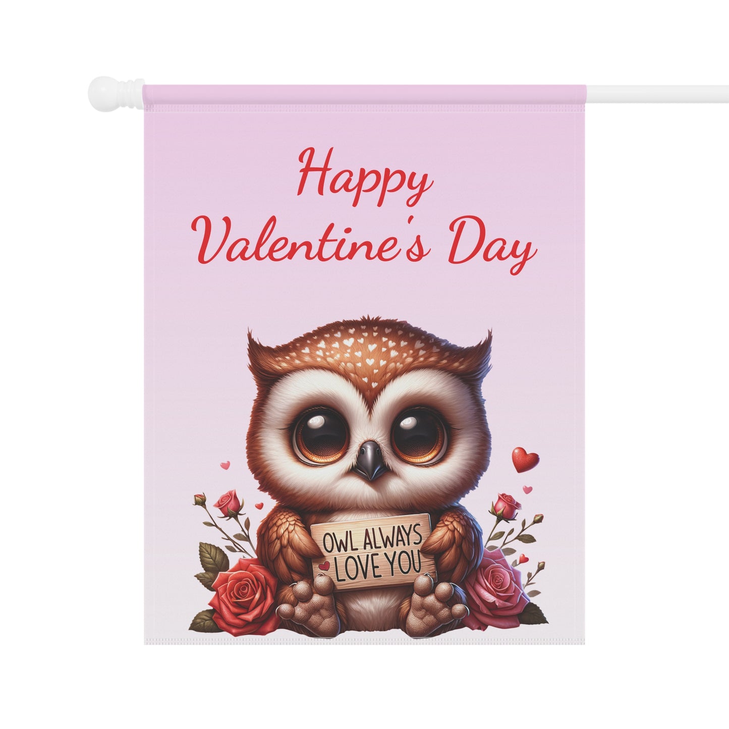 Valentine Owl Garden Flag