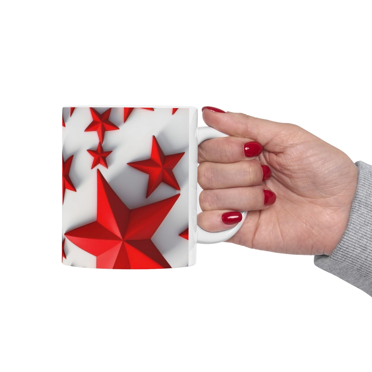Bold Red 3D Stars Coffee Mug