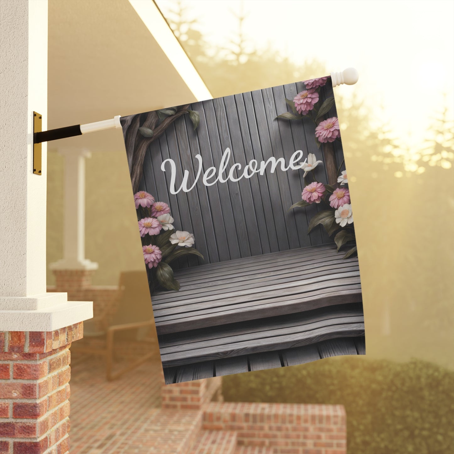 Rustic Wooden Welcome Garden Flag