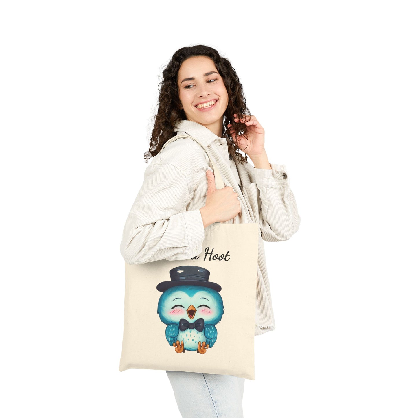 "What a Hoot" Owl Canvas Tote Bag with Top Hat
