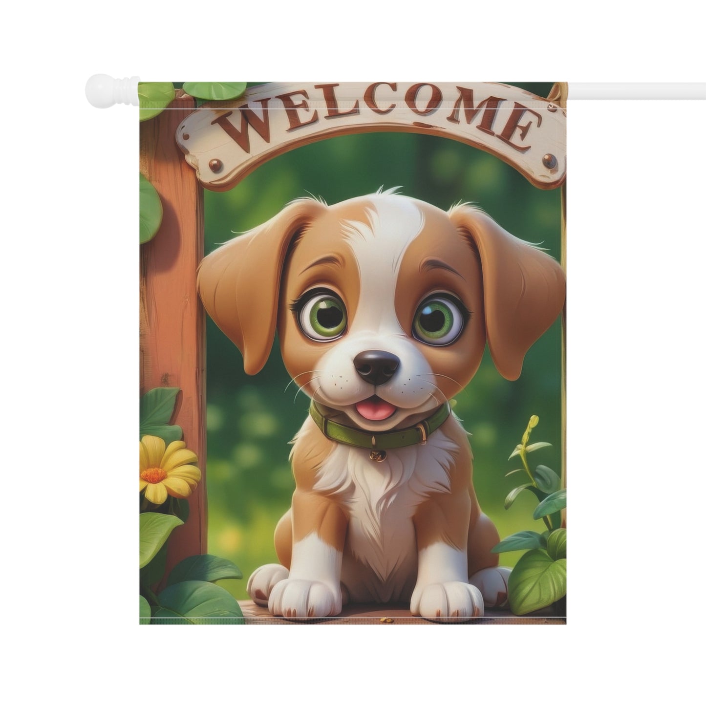 Cute Puppy Dog Welcome Garden Flag