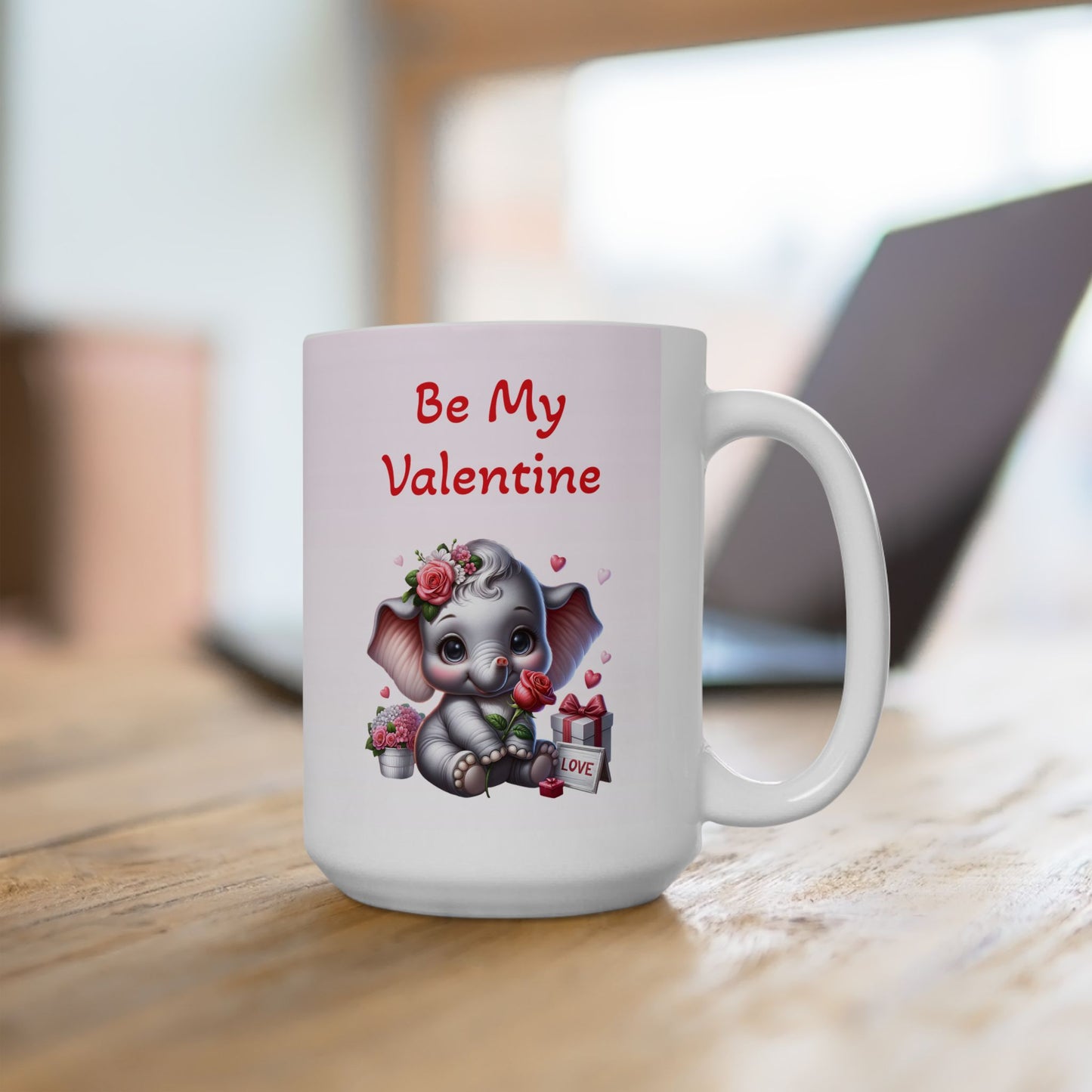 Adorable Elephant "Be My Valentine" Coffee Mug