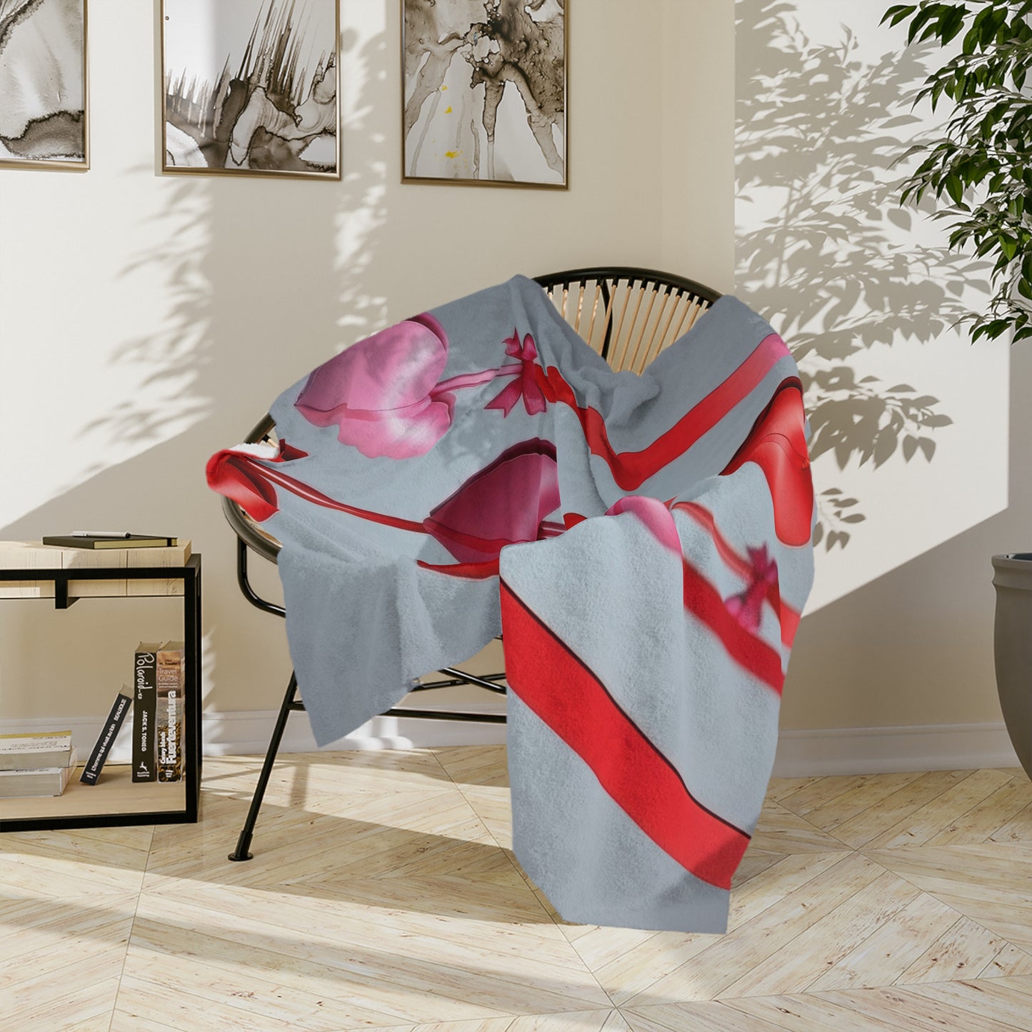 Hanging Hearts & Ribbons Blanket