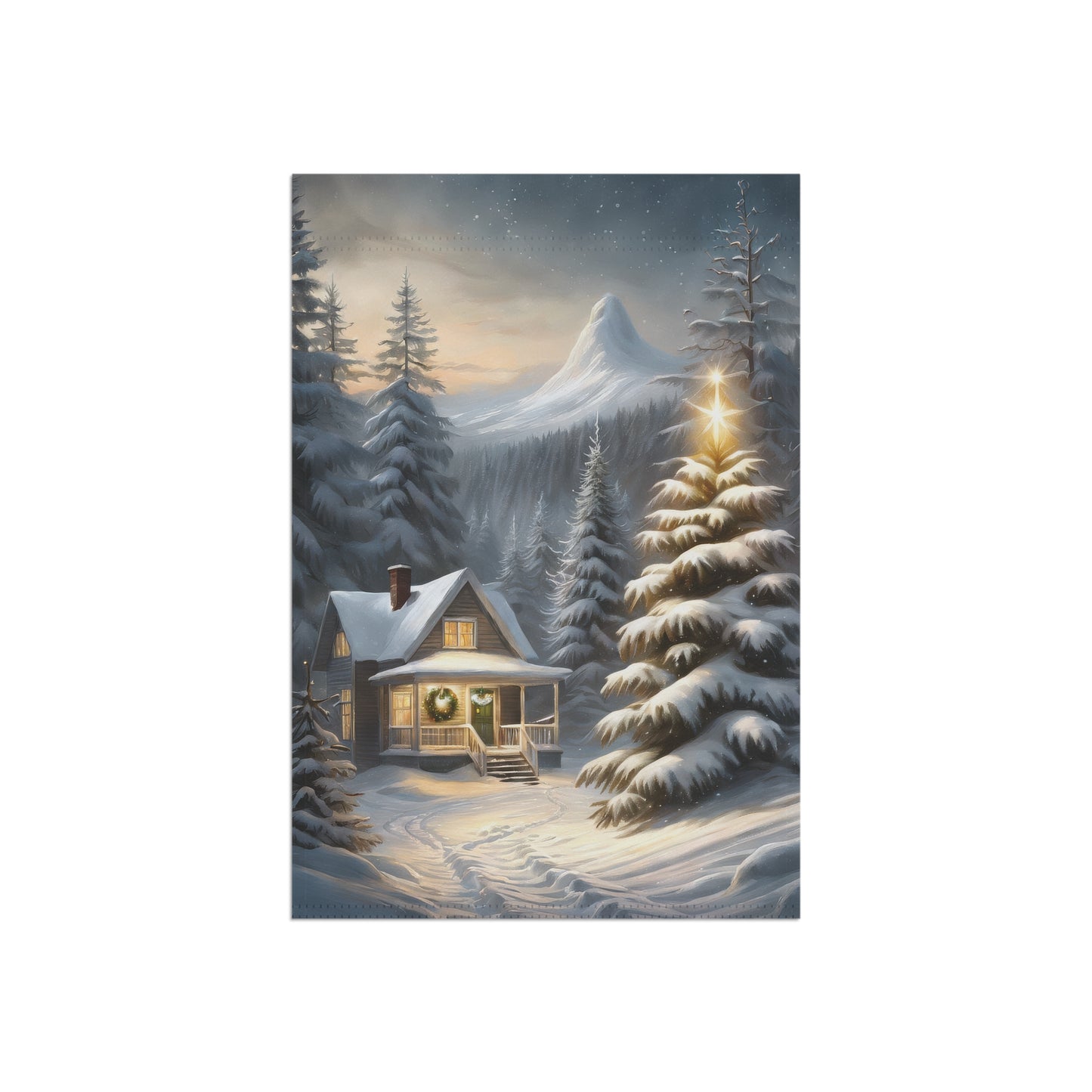 Cozy Winter Cabin Garden Flag