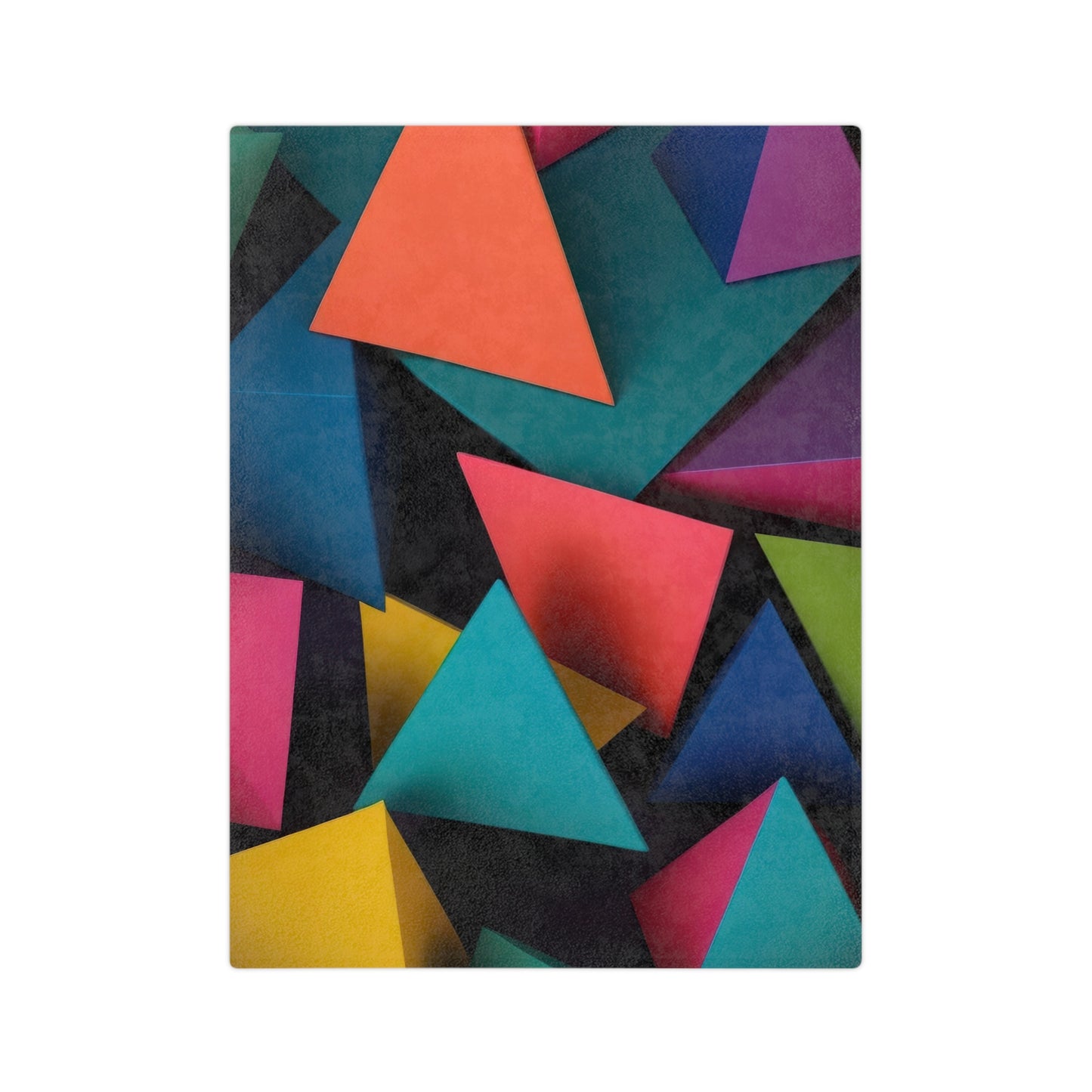 Vivid Pyramids Velveteen Blanket with a colorful 3D geometric design