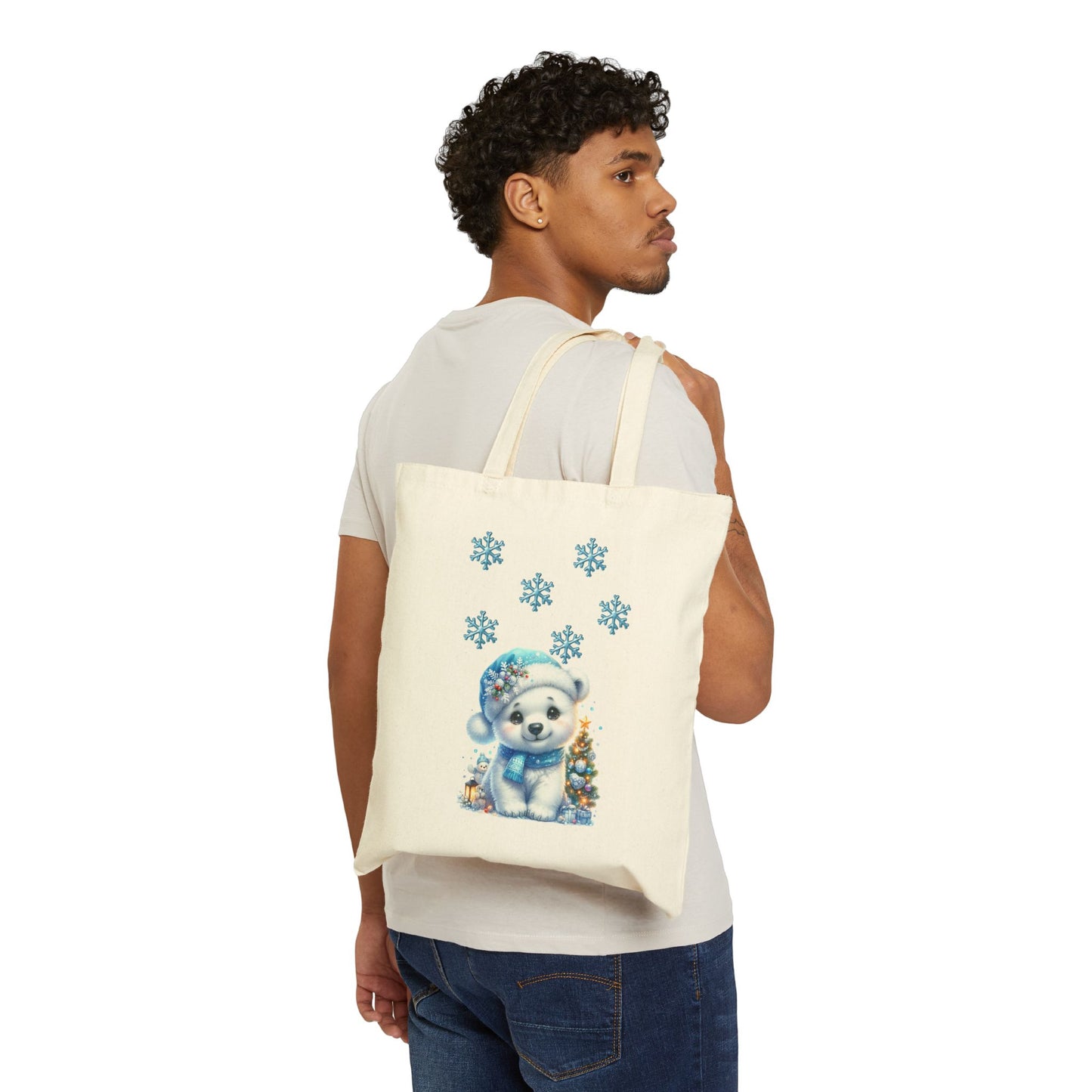 Whimsical Polar Bear Holiday Reusable Tote Bag
