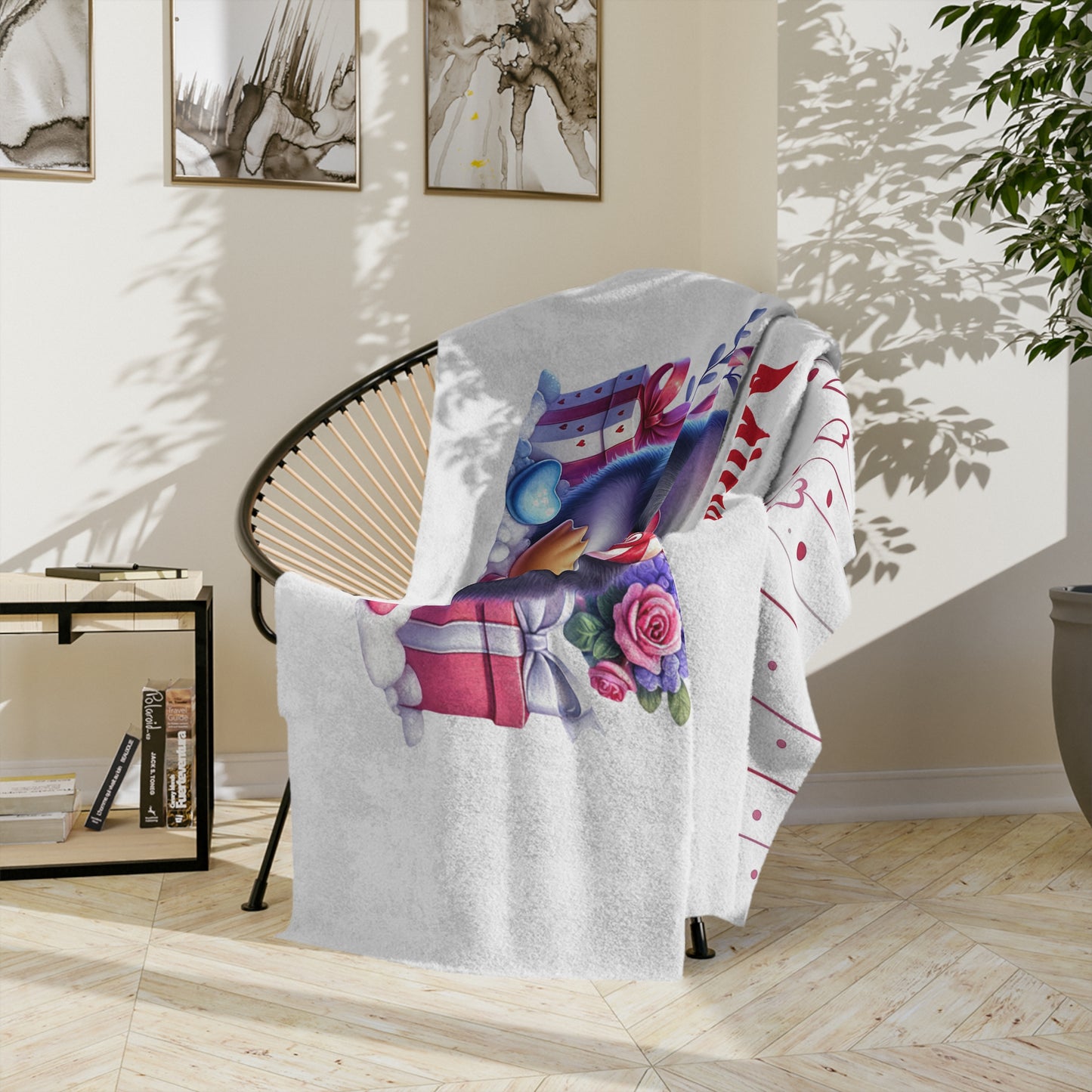 Be Mine Valentine Penguin Velveteen Blanket