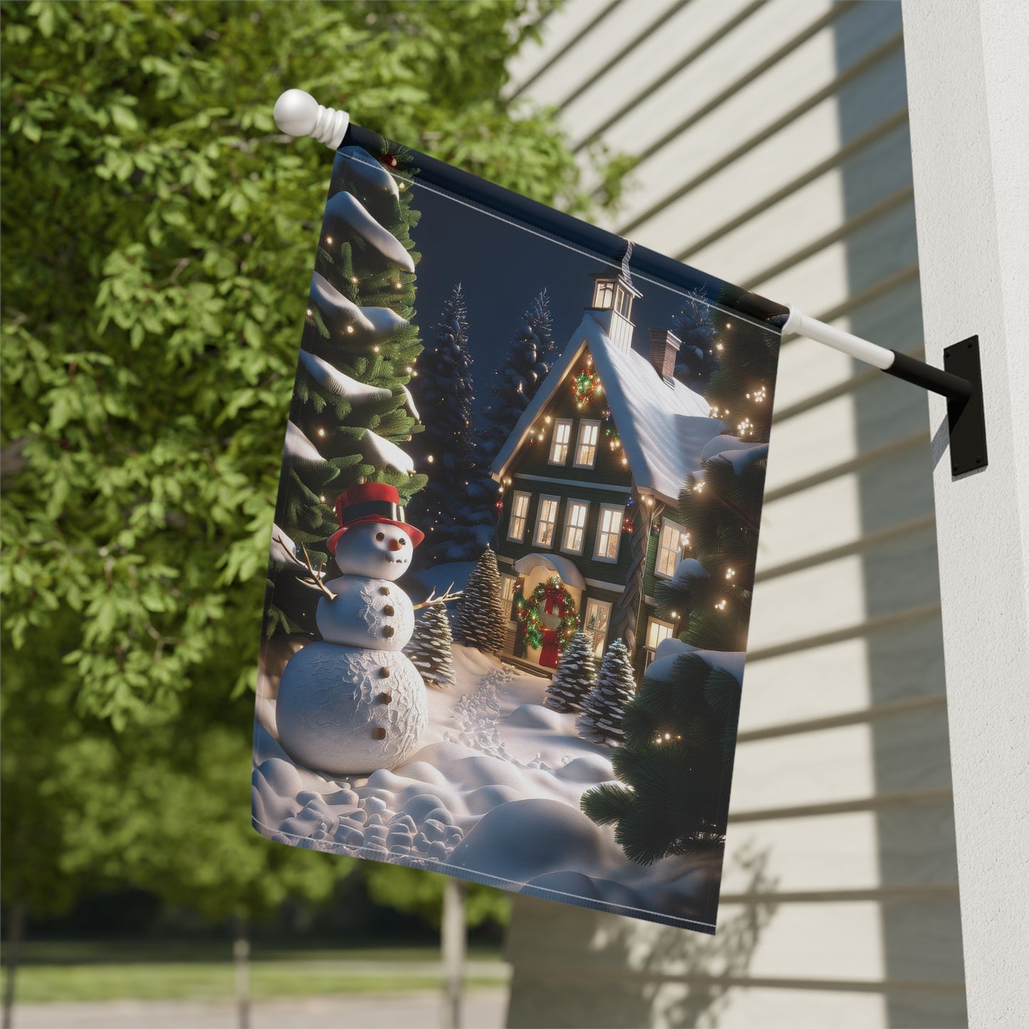 Cute Snowman Holiday Garden Flag/ House Banner