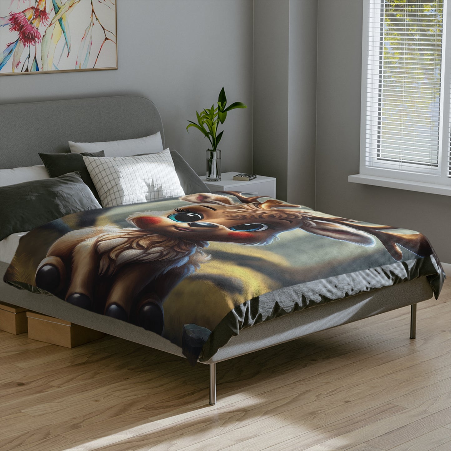 Adorable Christmas Deer Sofa Throw