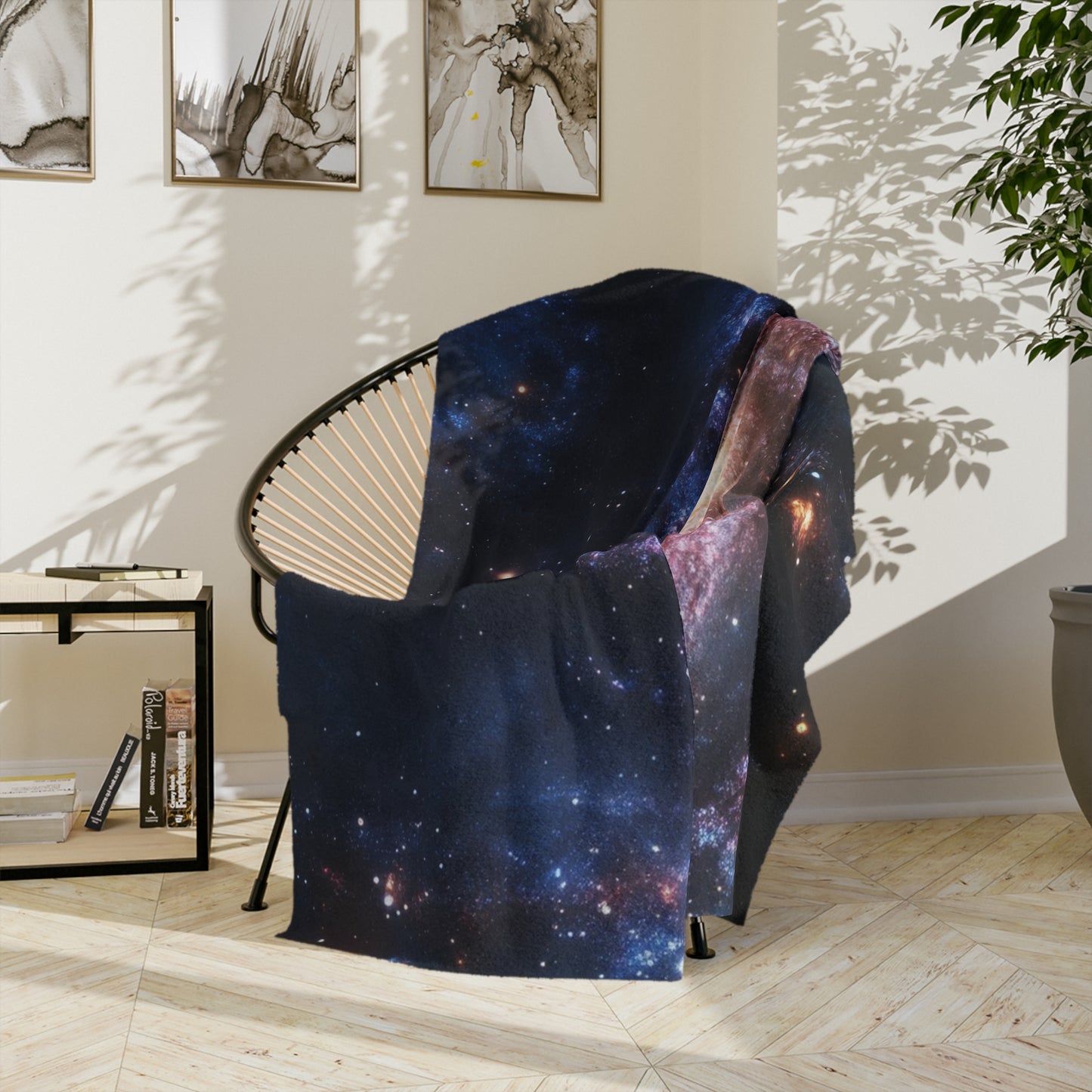 Lightweight Velveteen Plush Blanket with Spiral Galaxy Design