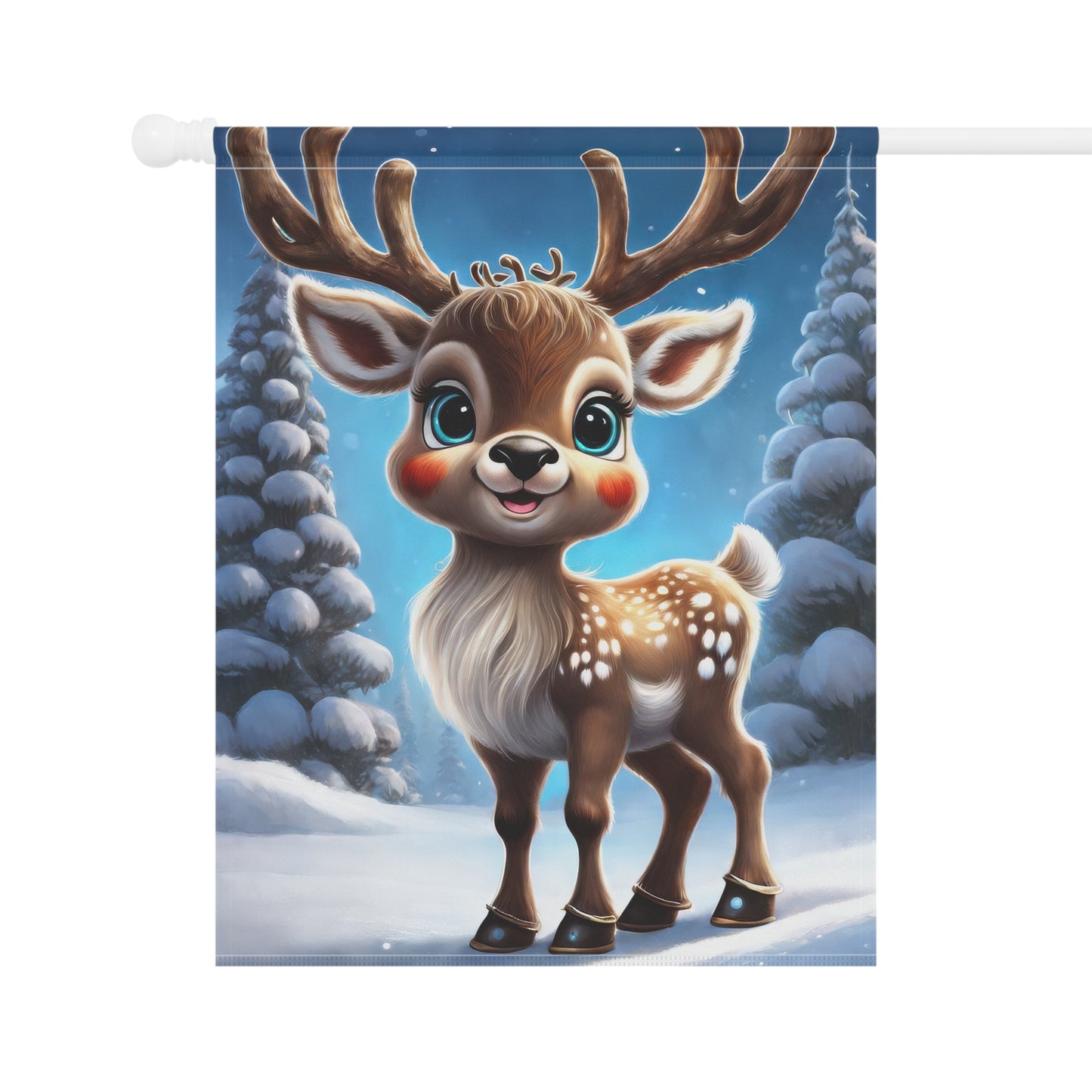 Cheerful Reindeer Holiday Garden Flag/ House Banner