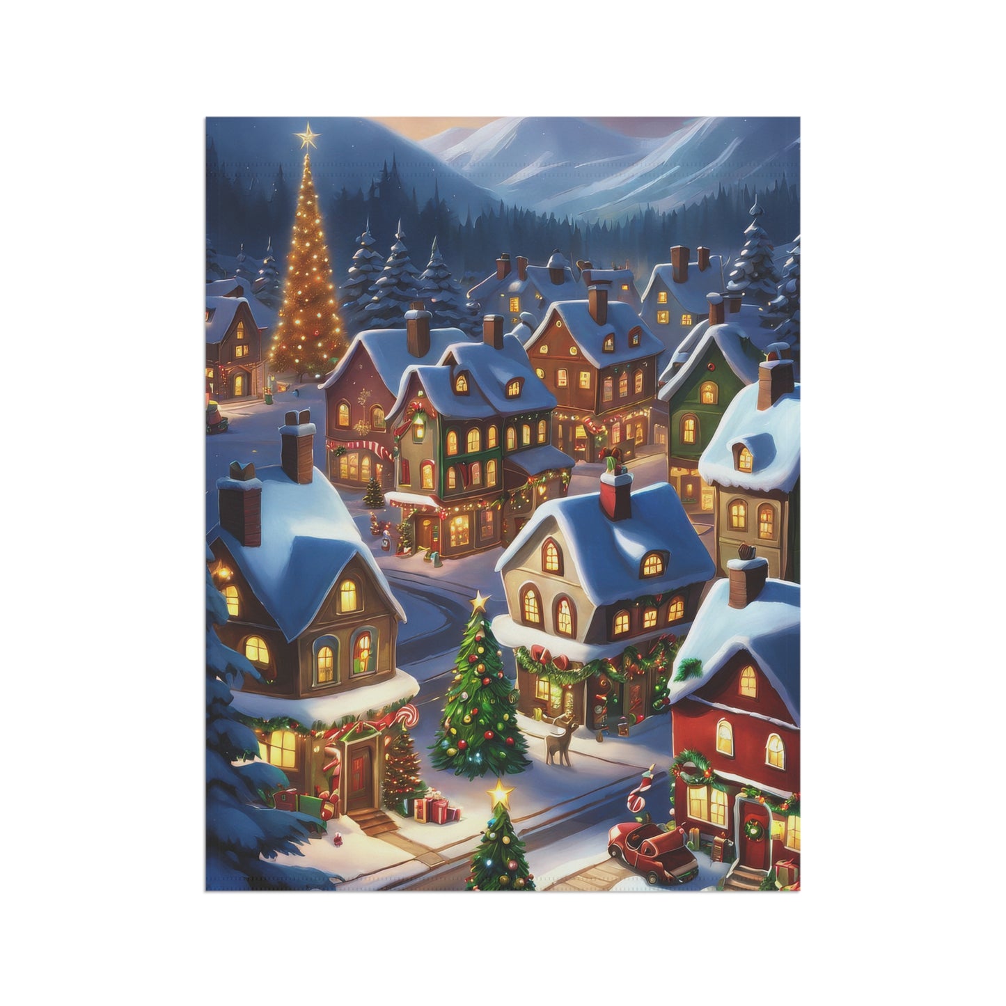 Peaceful Holiday Town Garden Flag/ House Banner