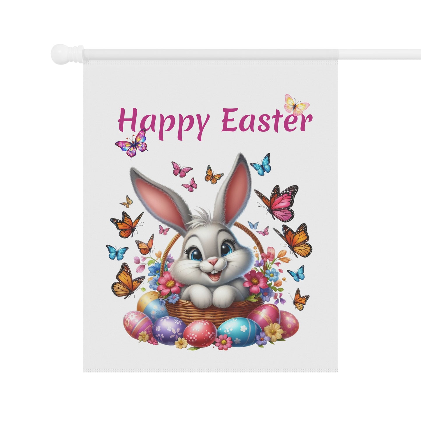 Bunny in Basket Easter Garden Flag