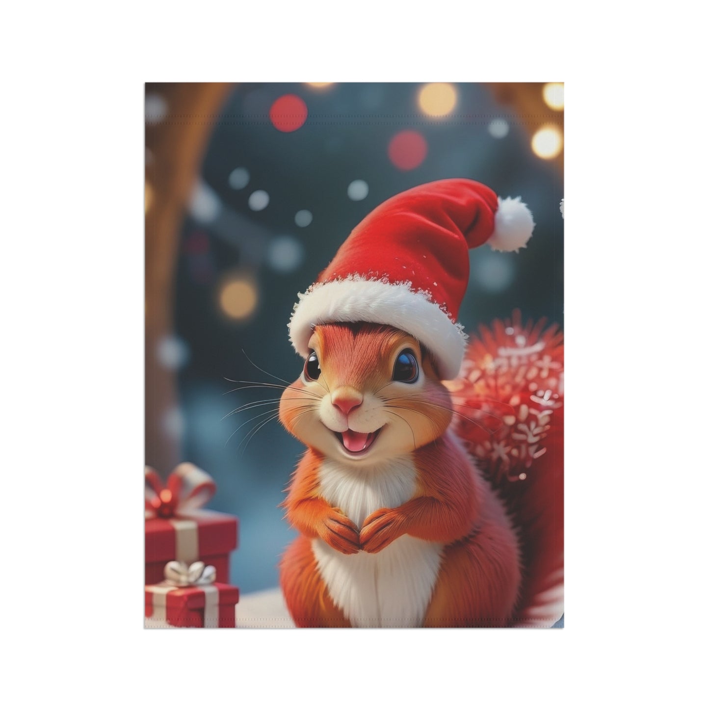Cute Squirrel Christmas Garden Flag
