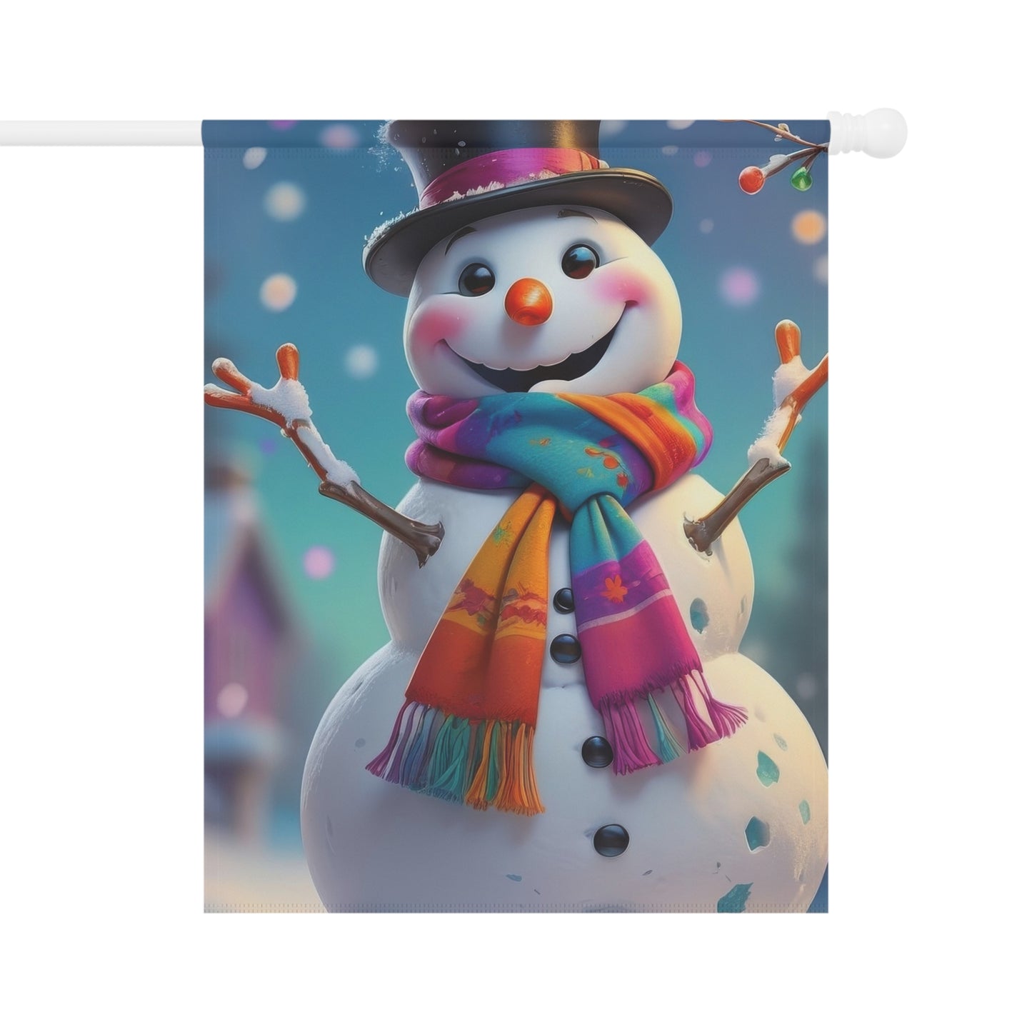 Cheerful Snowman Garden Flag
