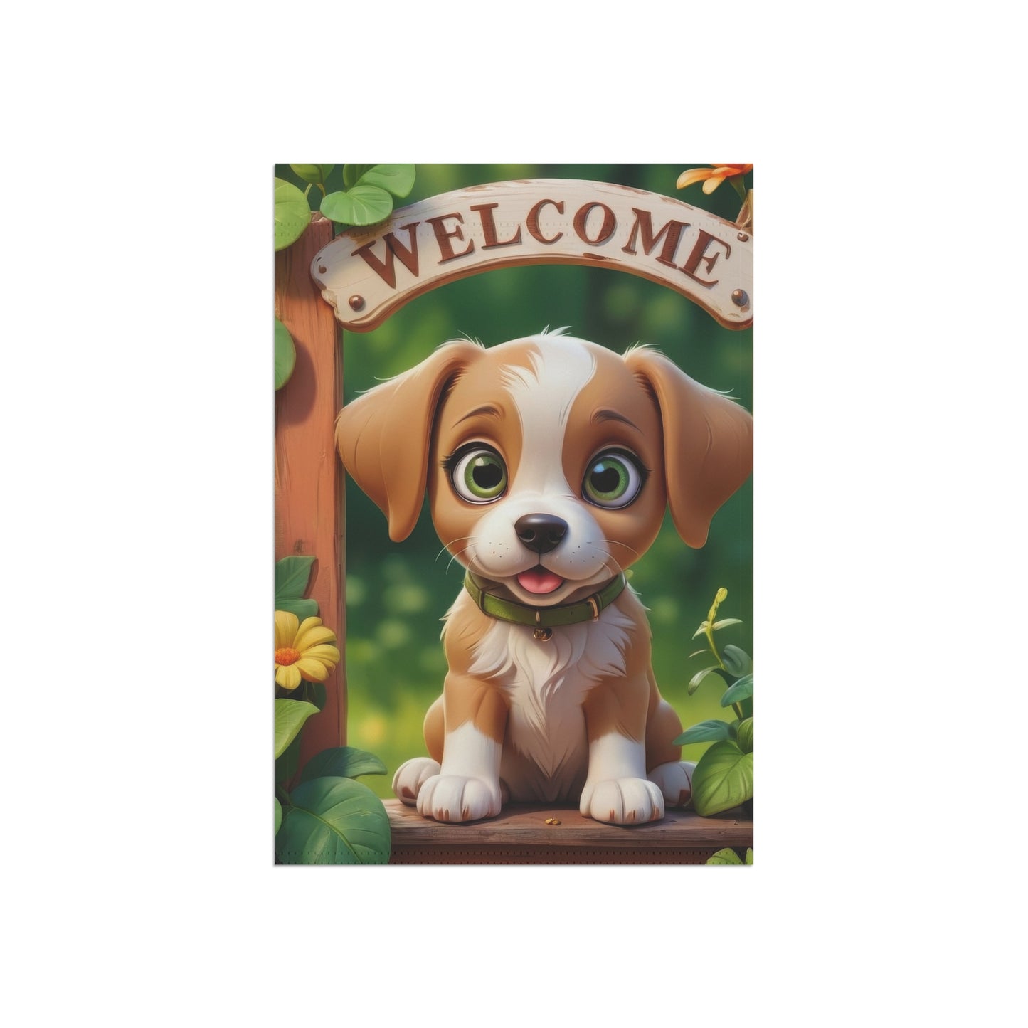 Cute Puppy Dog Welcome Garden Flag