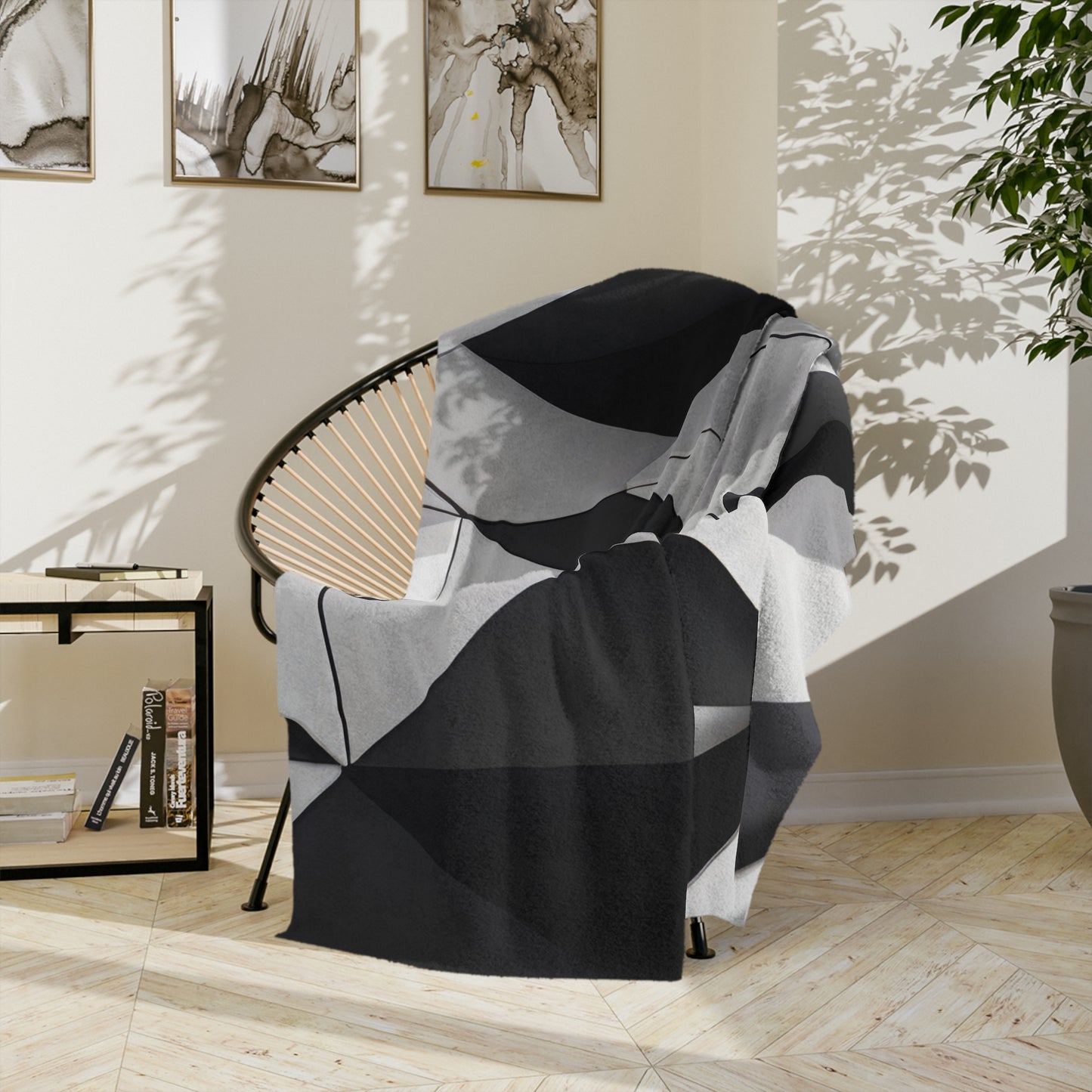 Monochrome Geometric Velveteen Blanket