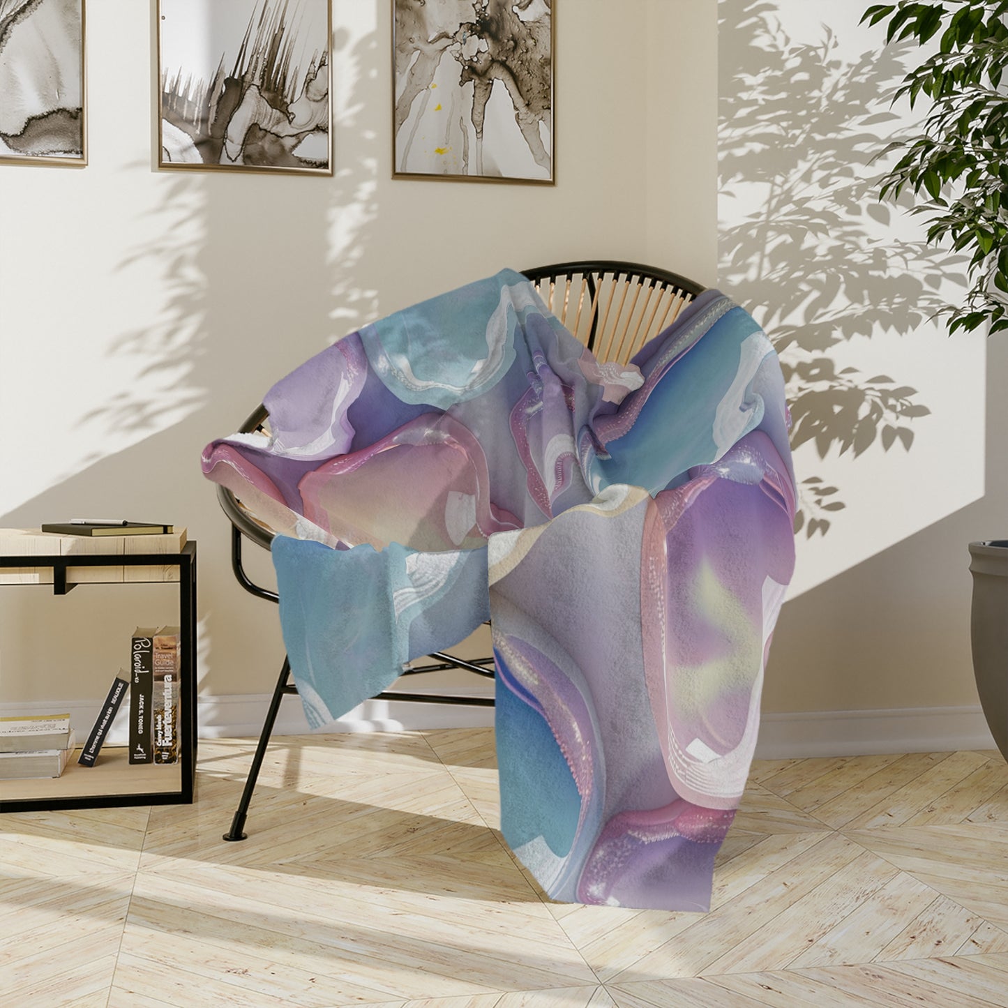 Iridescent Pastel Hearts Velveteen Blanket
