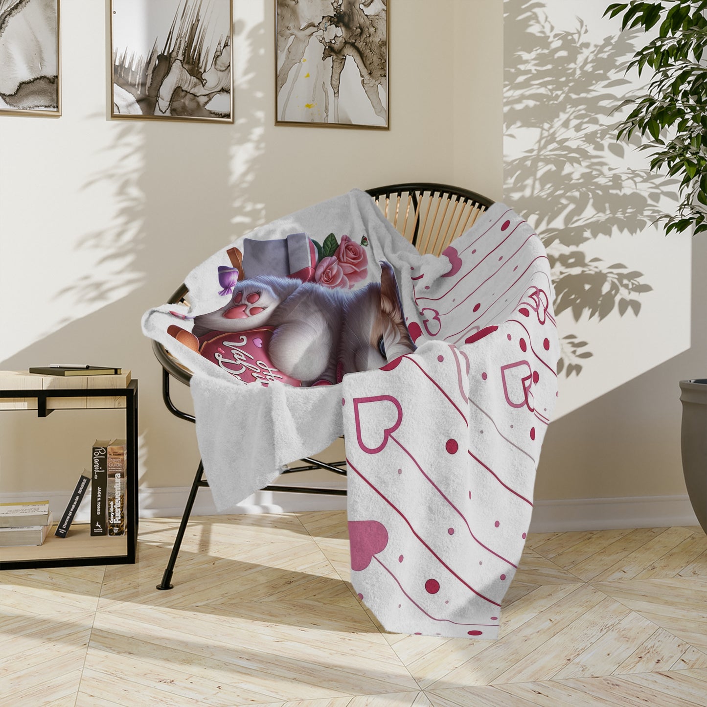 Happy Valentine's Day Puppy Velveteen Blanket