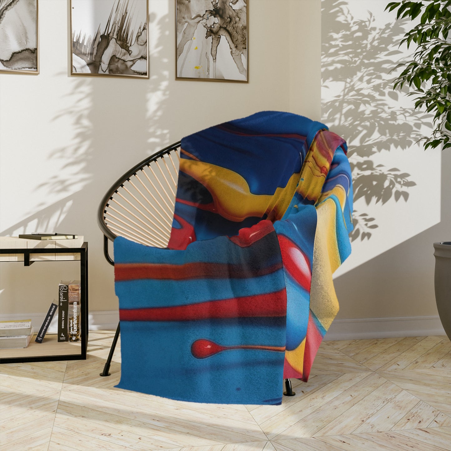 Vibrant Paint Drip Velveteen Blanket