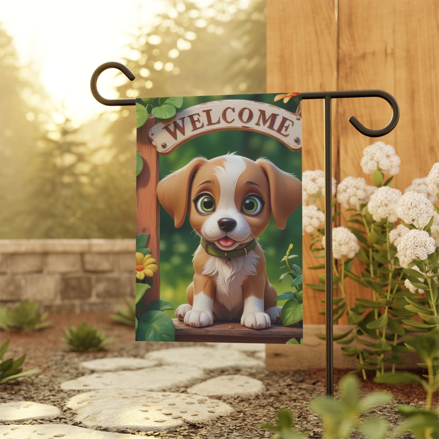 Cute Puppy Dog Welcome Garden Flag