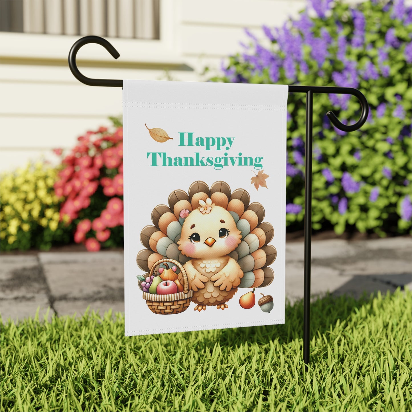 Cute Turkey with Harvest Garden Flag