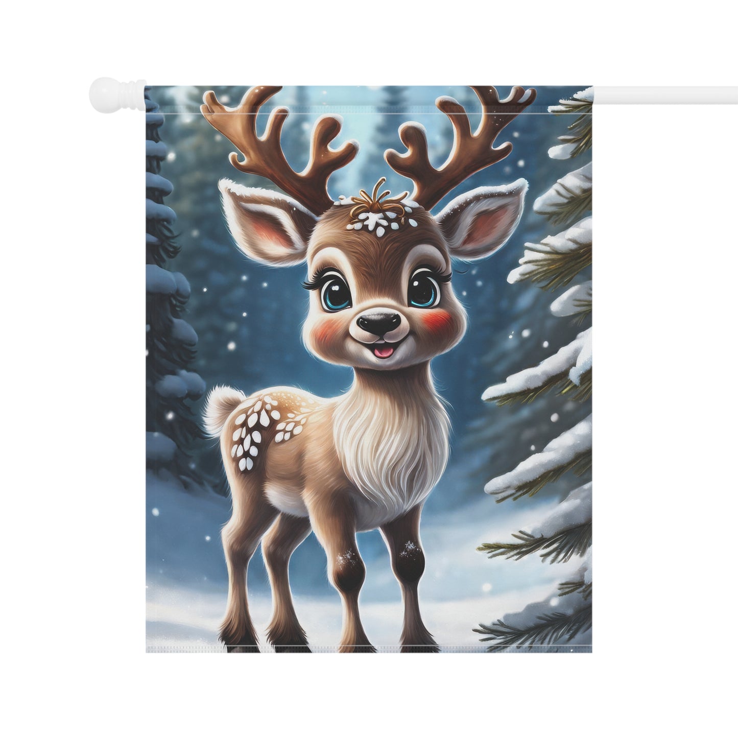 Cute Reindeer Holiday Garden Flag/ House Banner