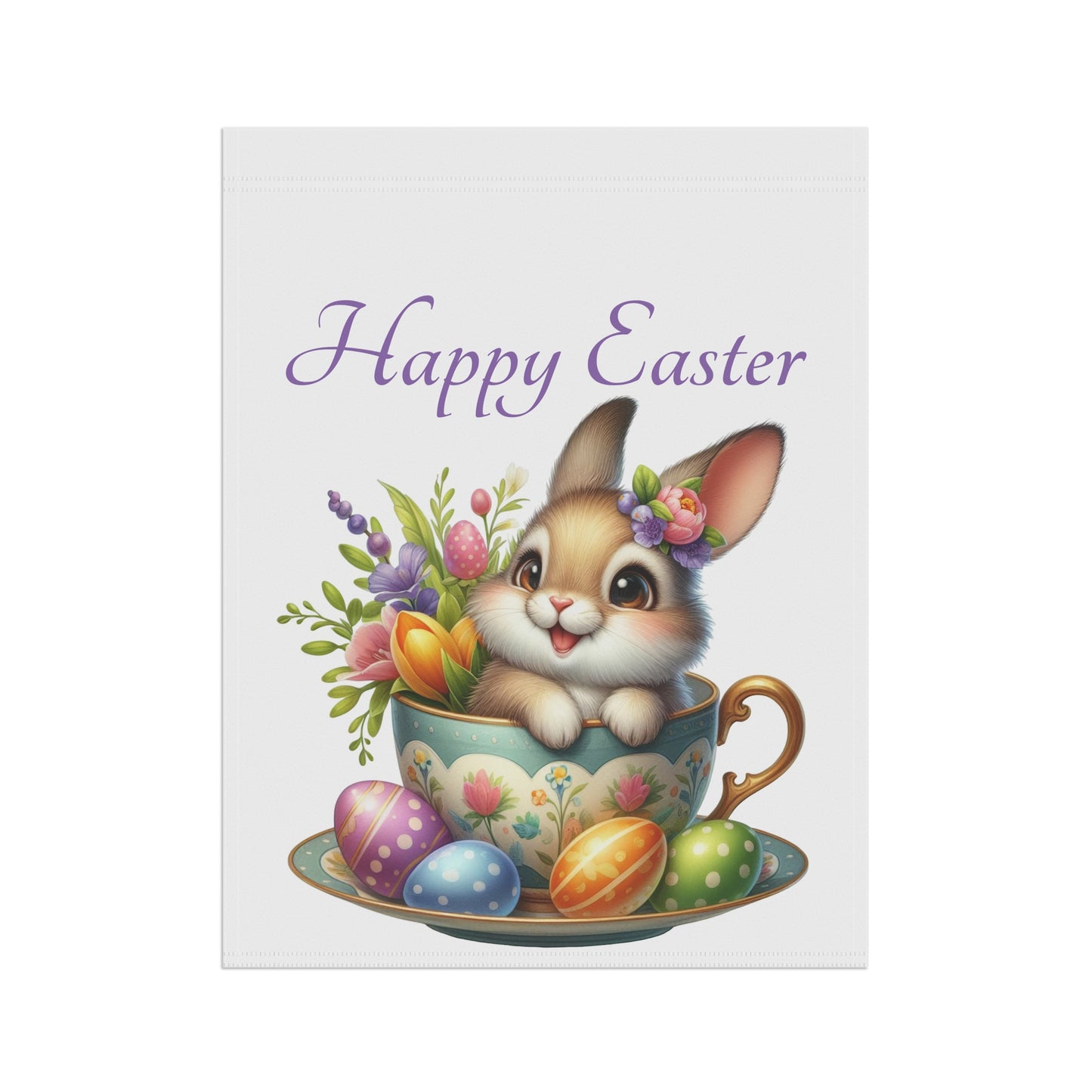 Bunny in Teacup Easter Garden Flag