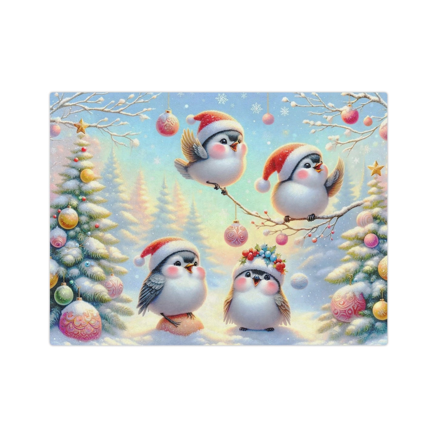 Adorable Christmas Bird Choir Velveteen Blanket