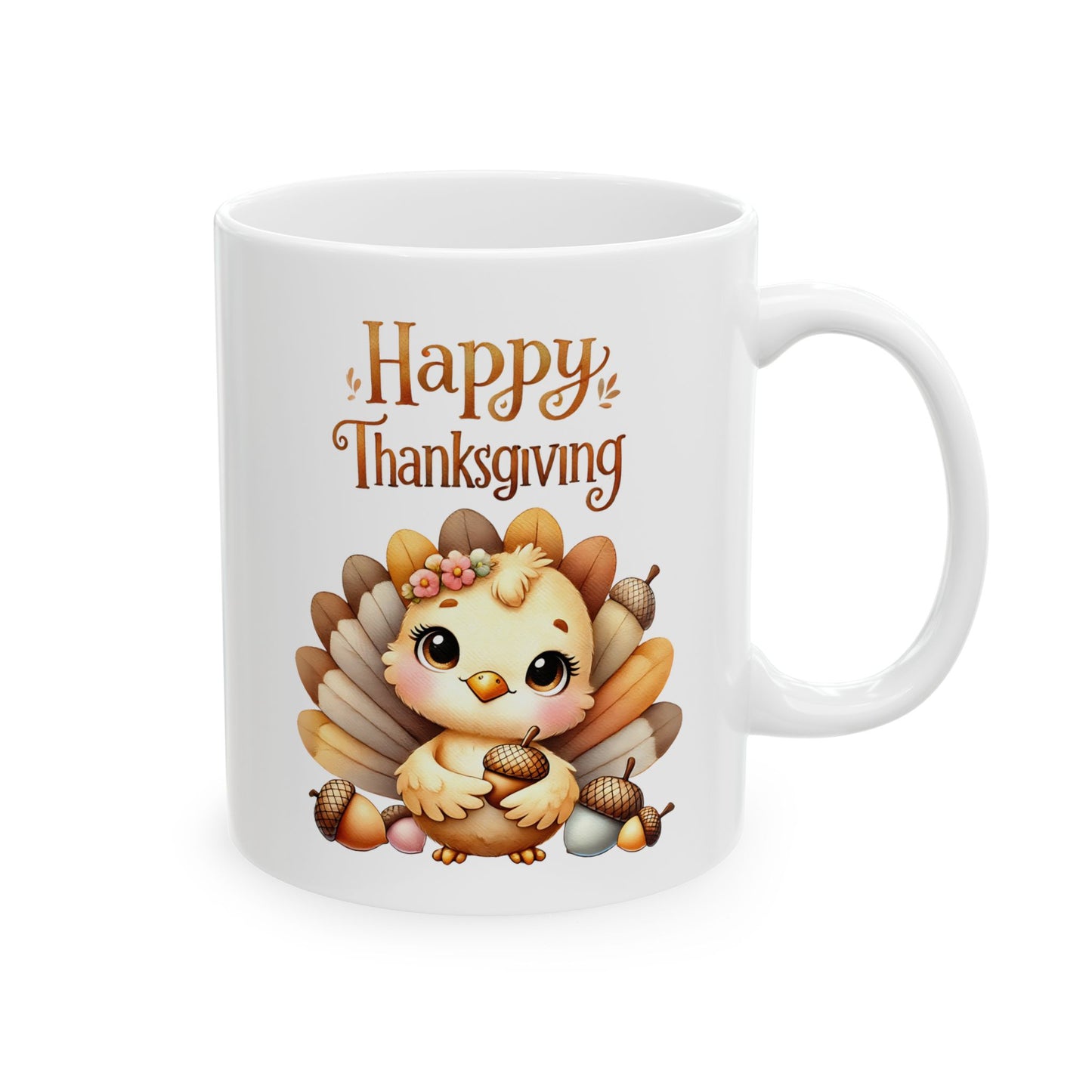 Happy Thanksgiving Coffee Mug with a Cute Turkey Design