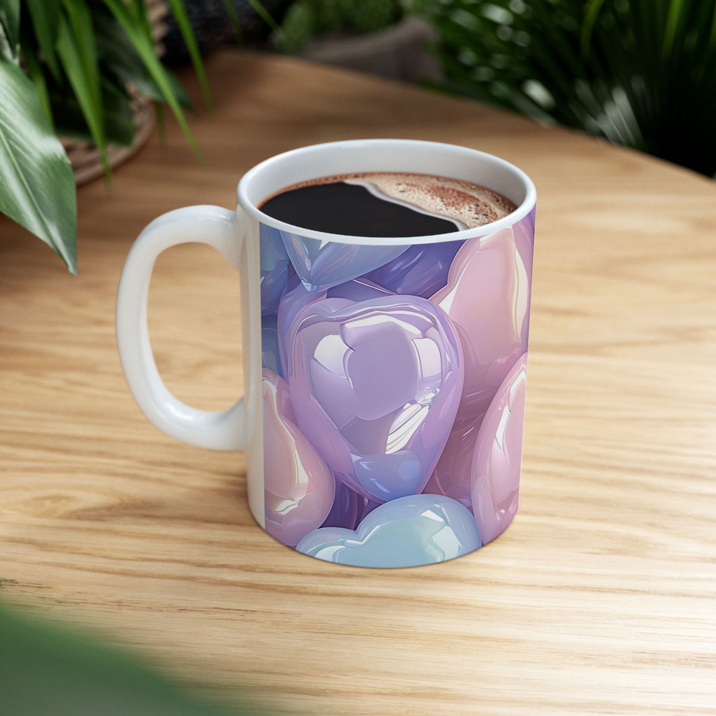 Shimmering Multi-Colored Iridescent Hearts Coffee Mug