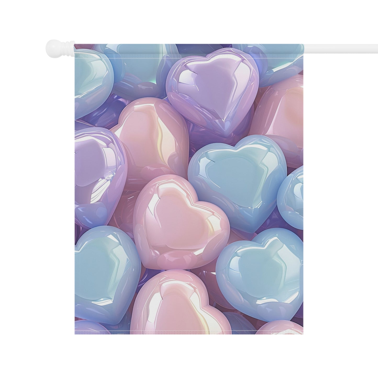 Glossy Pastel Heart Cluster Garden Flag
