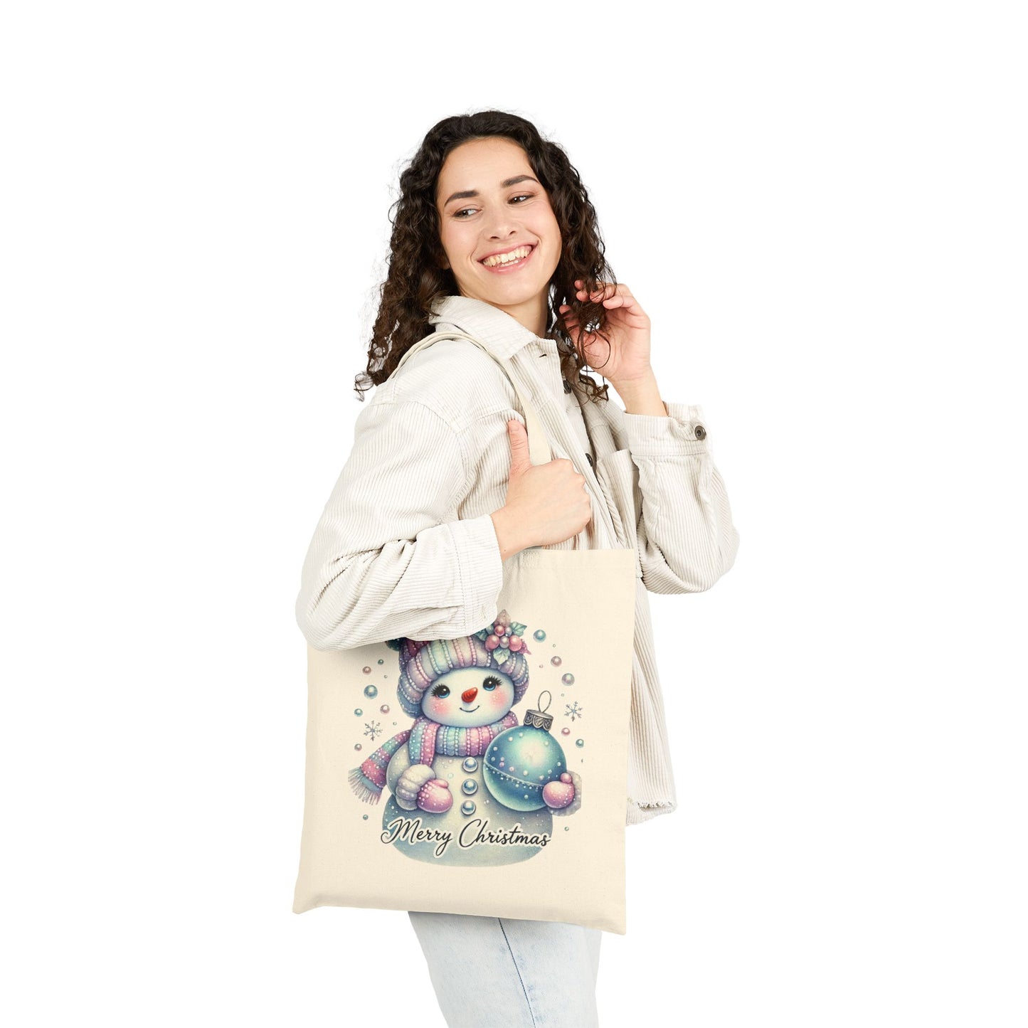 Cute Snowman Holiday Reusable Tote Bag