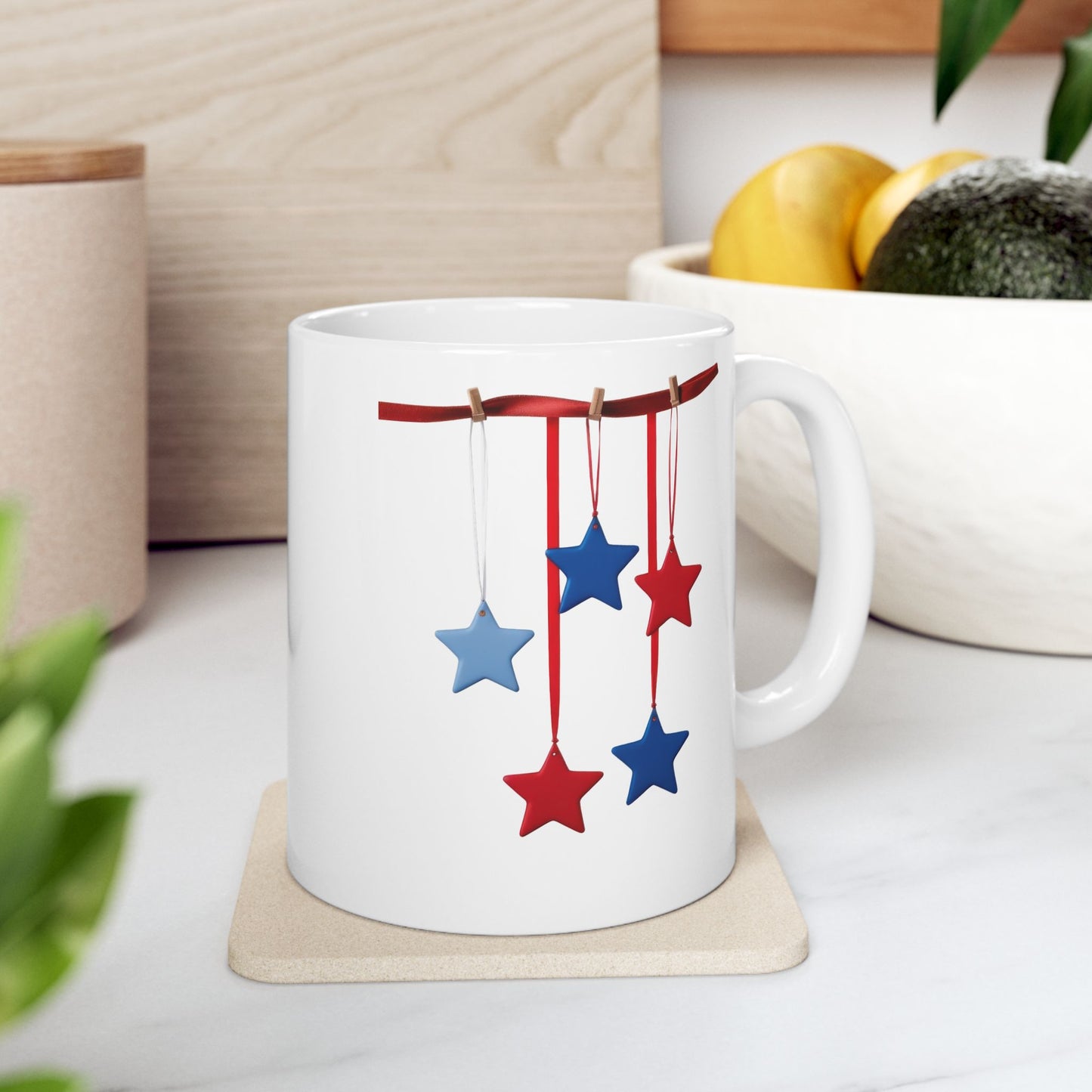 Patriotic Red & Blue Stars Coffee Mug