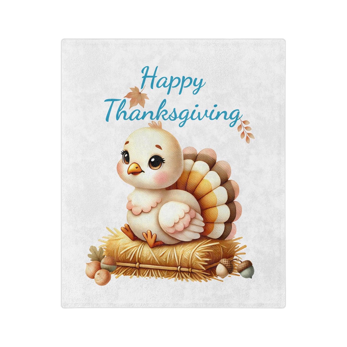 Happy Thanksgiving Cute Turkey Lightweight Velveteen Blanket