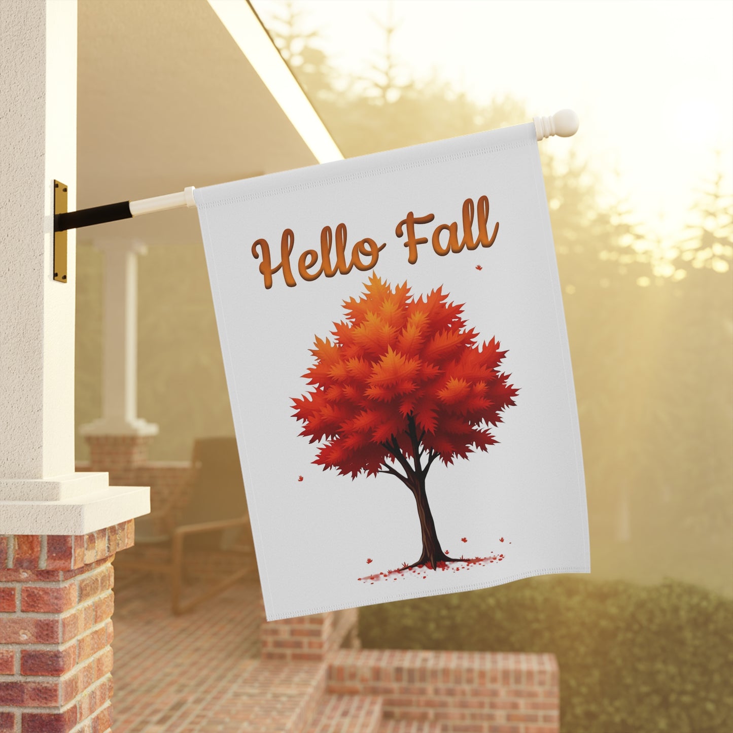 Hello Fall Garden Flag with Autumn Tree