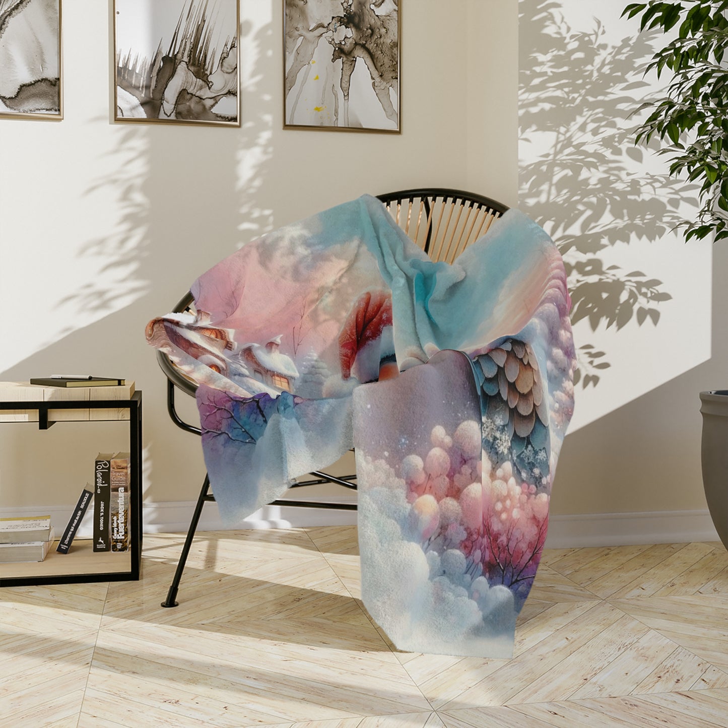 Sweet Winter Birds Velveteen Blanket