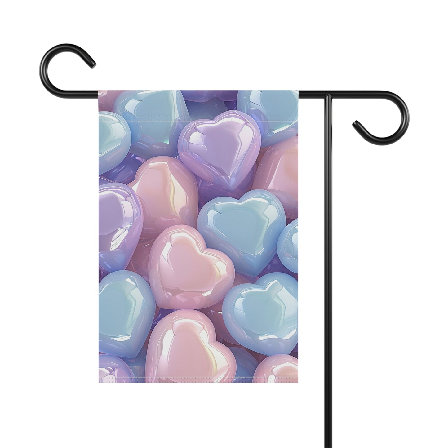Glossy Pastel Heart Cluster Garden Flag
