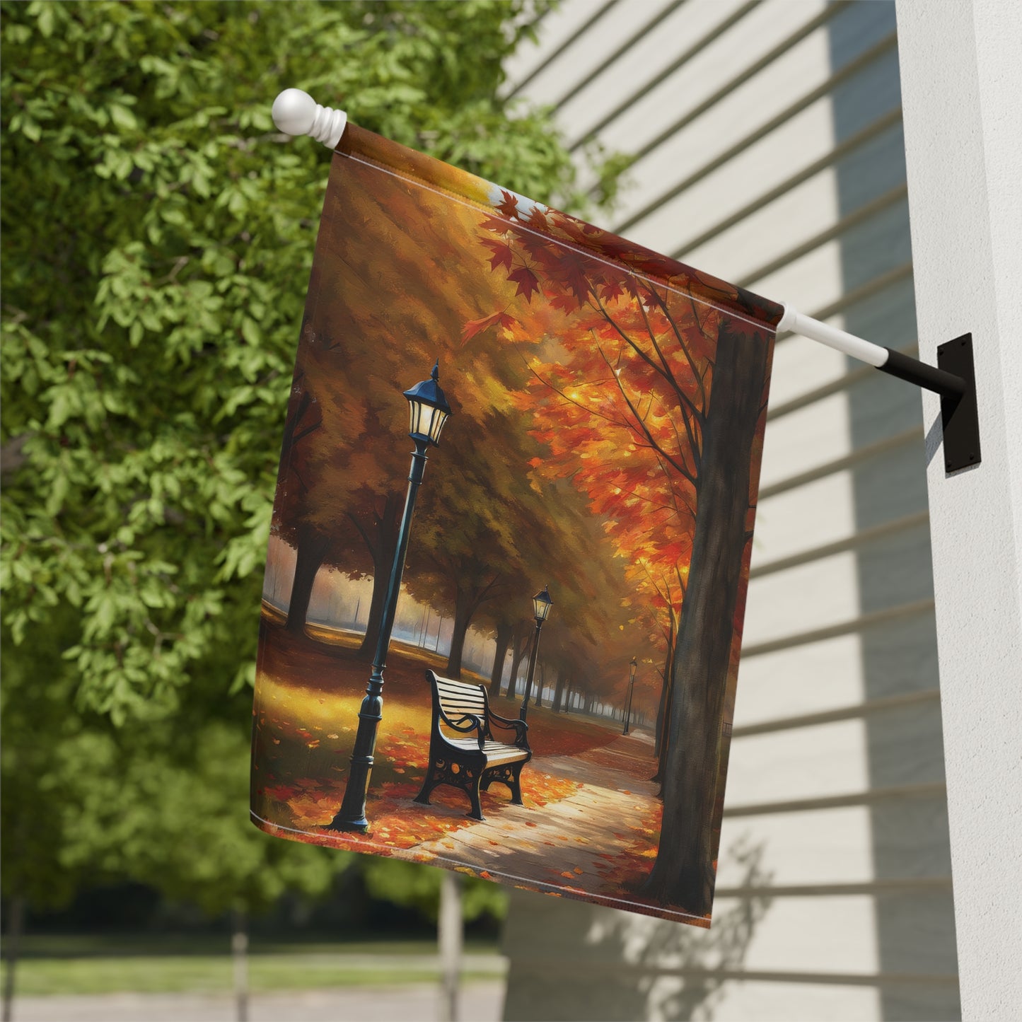 Vibrant Autumn Park Lane Garden Flag