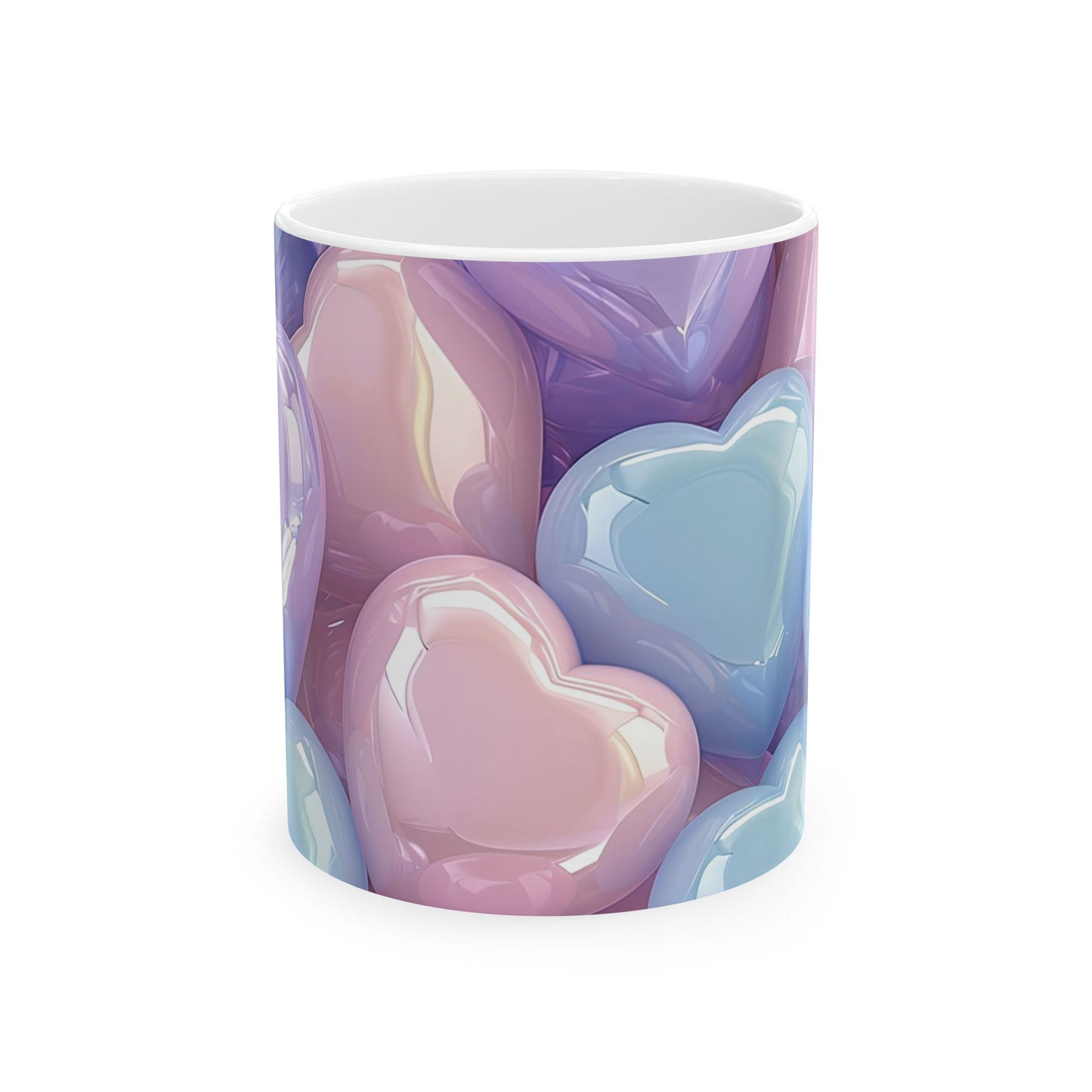 Shimmering Multi-Colored Iridescent Hearts Coffee Mug