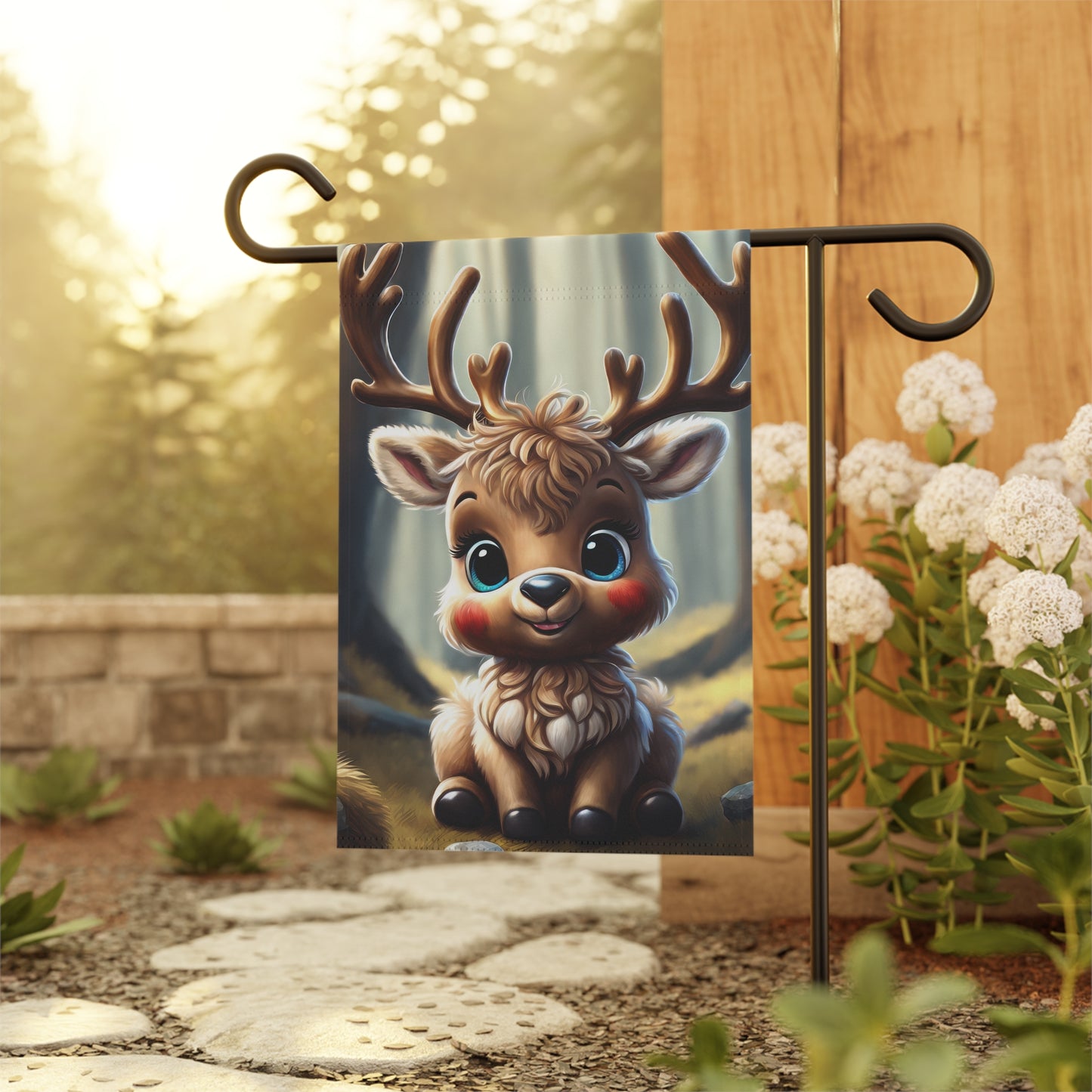 Adorable Woodland Reindeer Garden Flag