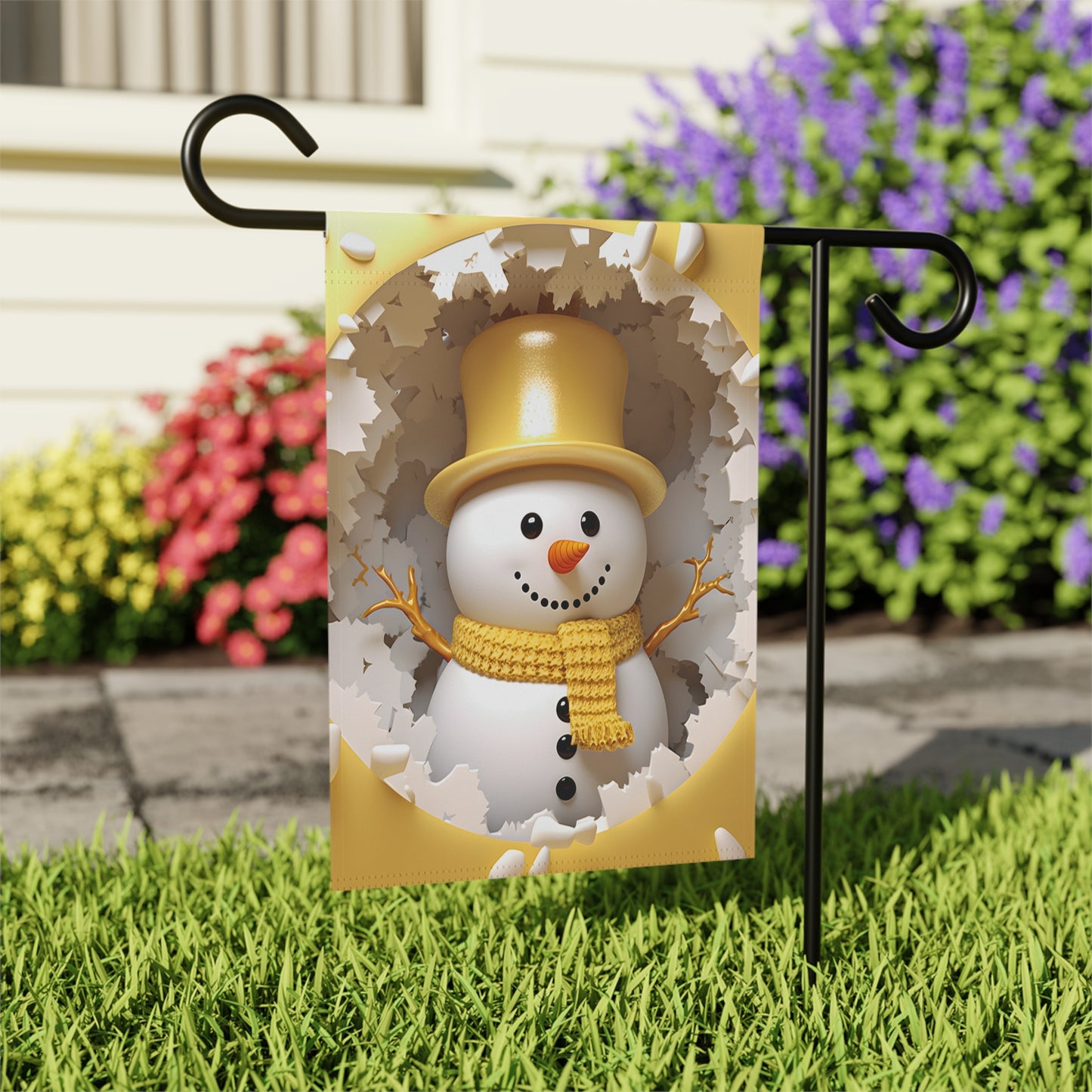 3-D Snowman Garden Flag