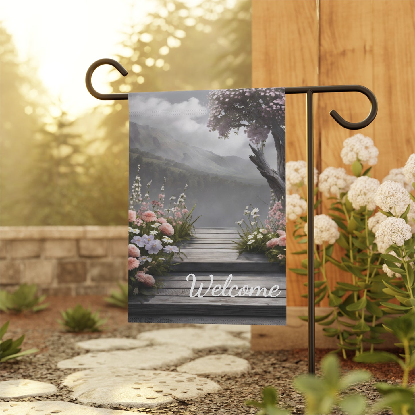 Mountain View Welcome Garden Flag