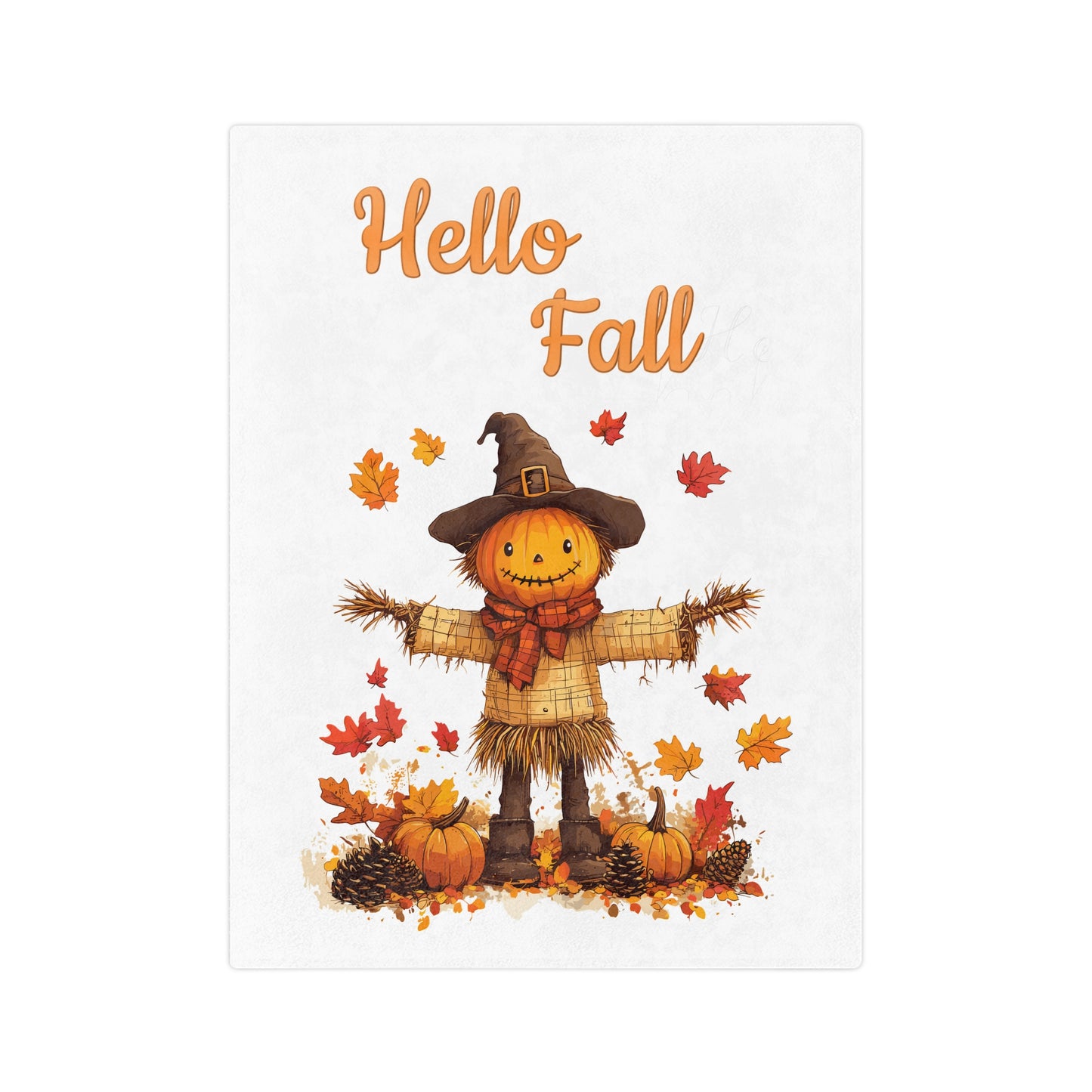 Hello Fall Scarecrow Velveteen Blanket