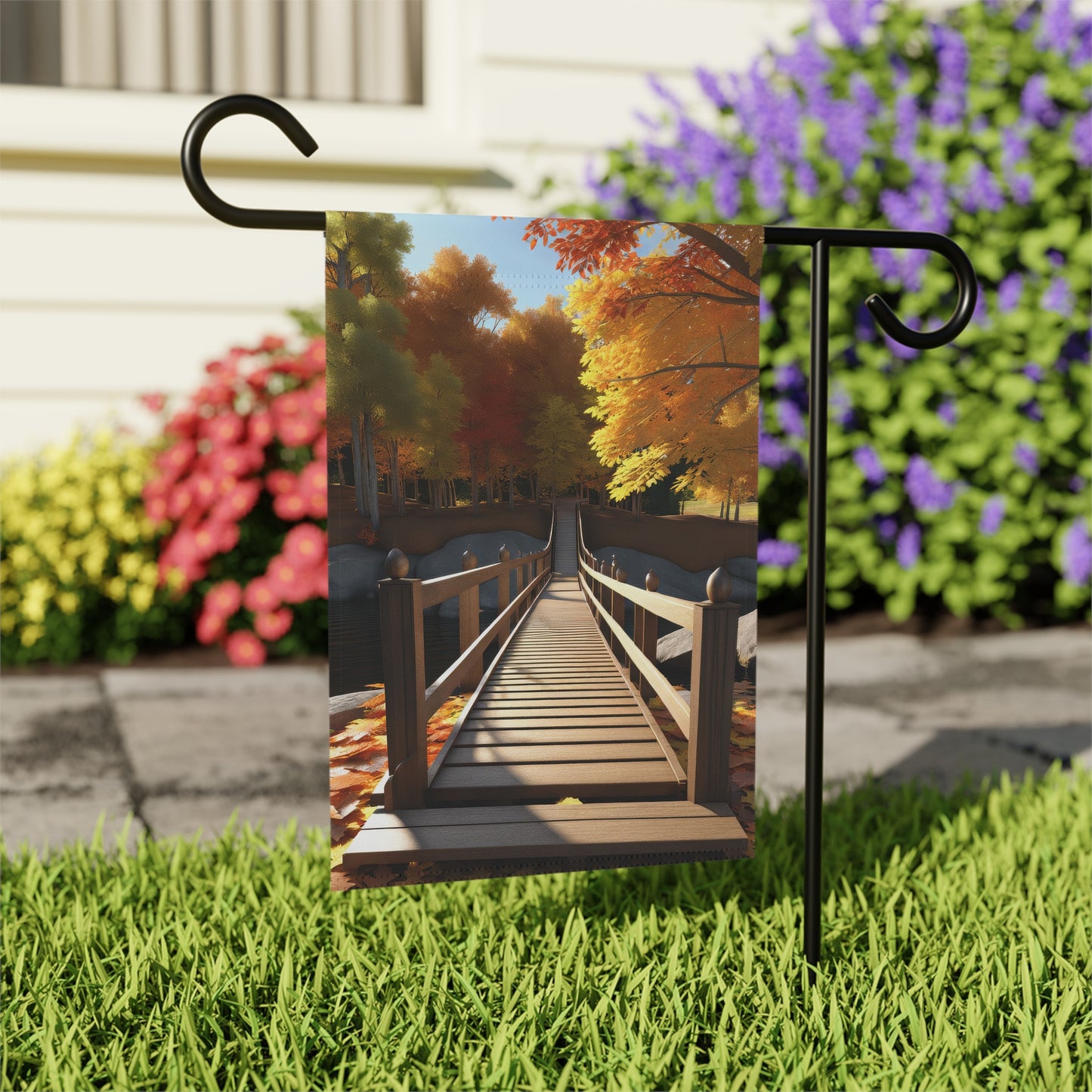 Colorful Autumn Scene Garden & House Banner