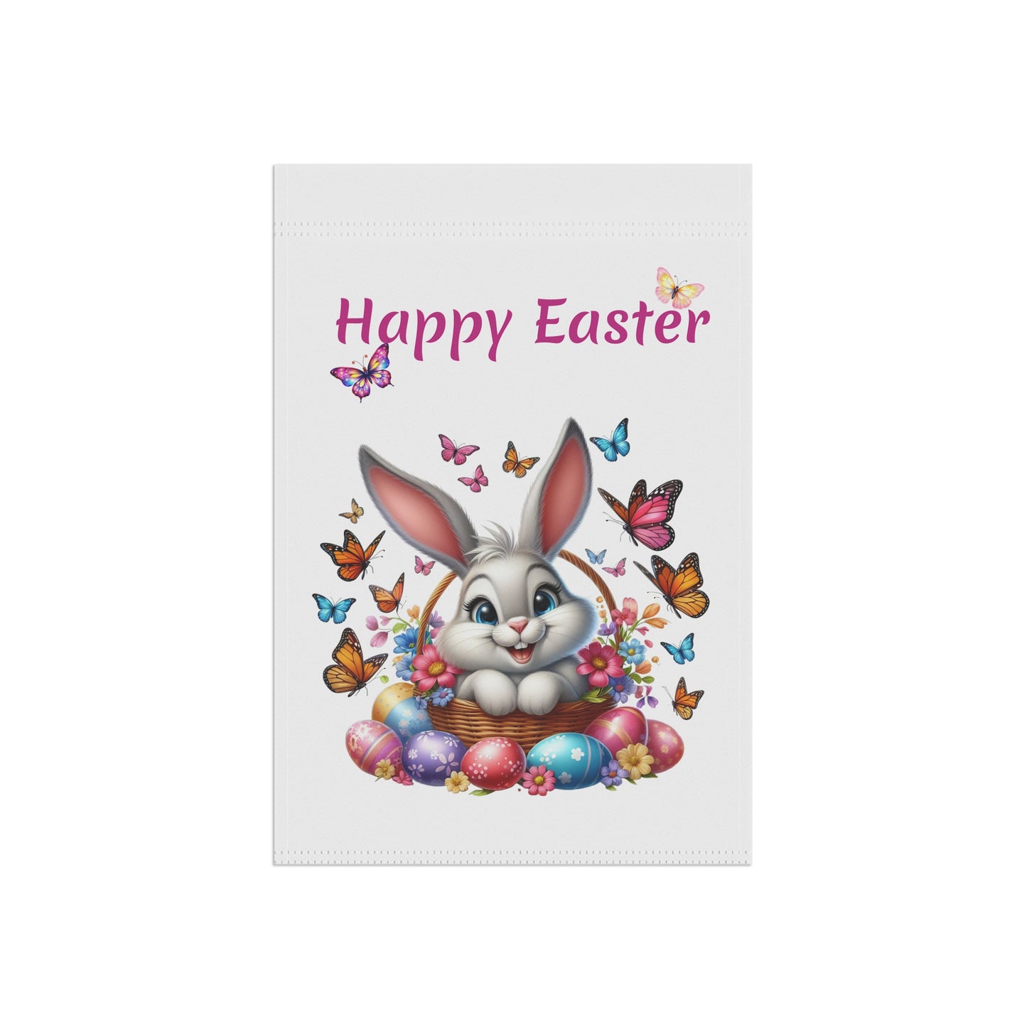 Bunny in Basket Easter Garden Flag