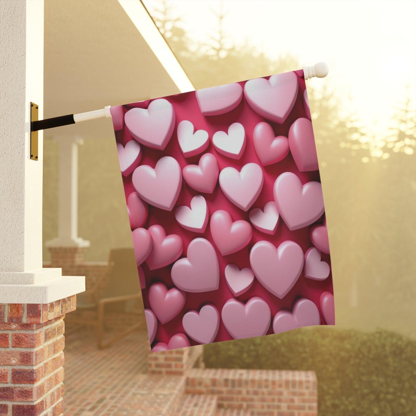 Pink Hearts Valentine Garden Flag
